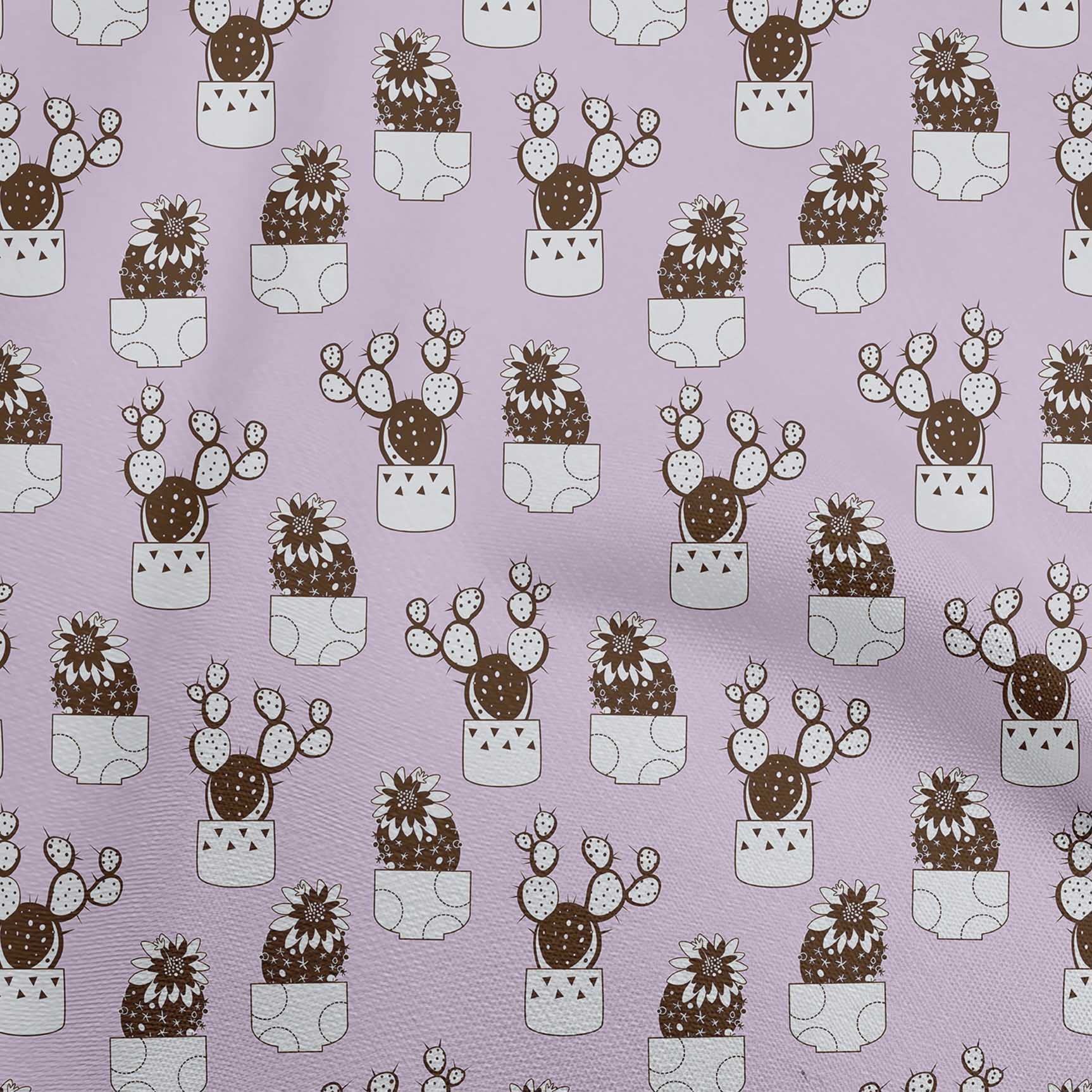 oneOone Cotton Cambric Pink Cactus Print Fabric by The Yard - 42 Inch Wide Soft Dress Material for DIY Summer Dresses, Skirts & Home Decor Projects
