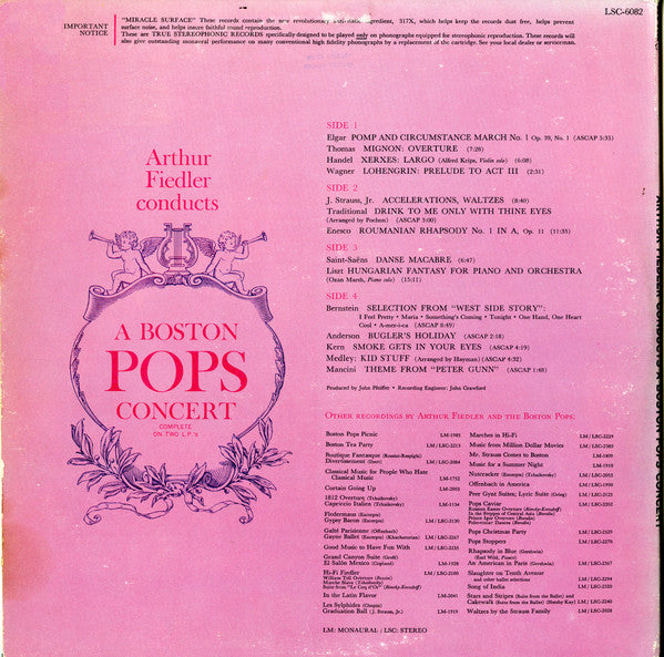Arthur Fiedler Conducts A Boston Pops Concert - 2xLP Vinyl Album (VG Condition) - Classic Orchestra Music for Home Entertainment & Gift Giving