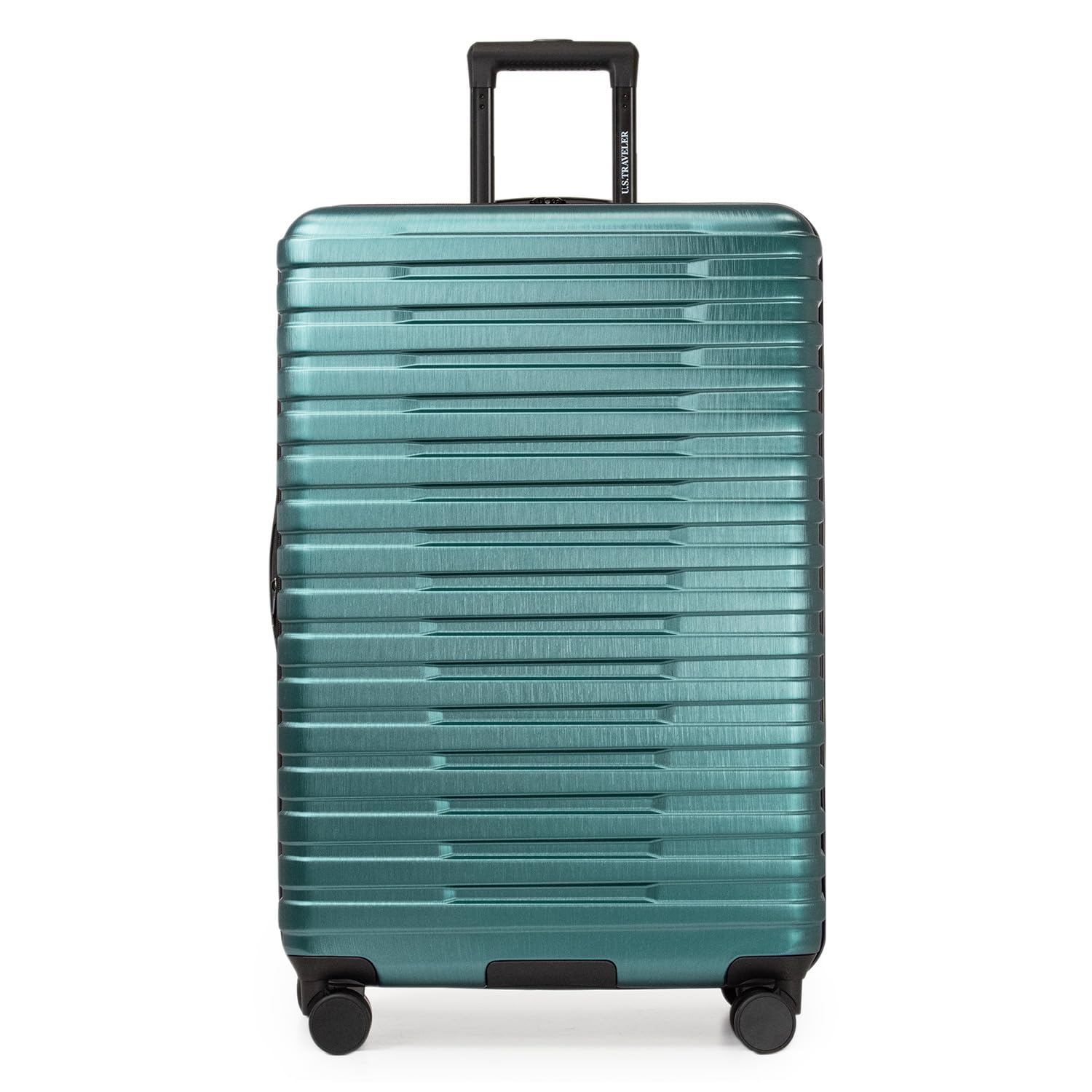 U.S. Traveler Boren 30-Inch Polycarbonate Hardside Spinner Luggage - Teal Checked Suitcase with 8 Wheels & Aluminum Handle | Durable Travel Suitcase for International Flights, Business Trips & Family Vacations