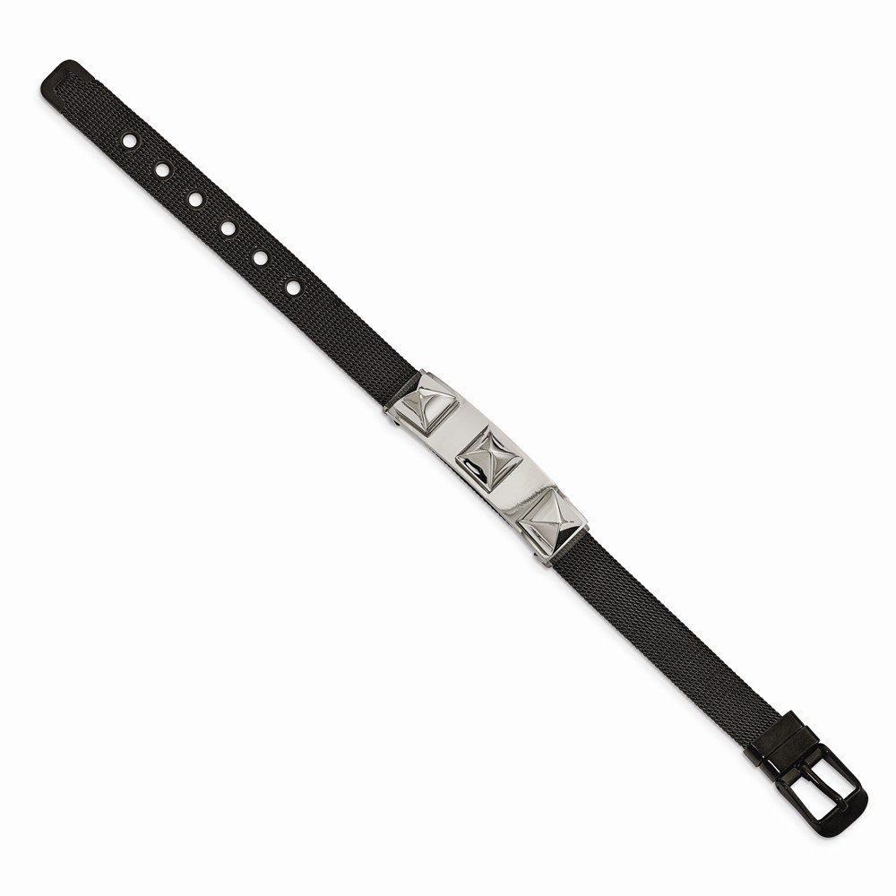 Stainless Steel Black IP-Plated Mesh Spike Bracelet for Men & Women - Punk Gothic Fashion Jewelry for Parties, Concerts & Everyday Wear