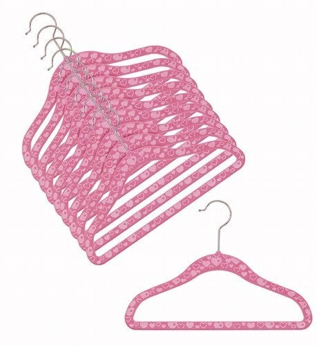 Kids' Slim Line Printed Hearts Hanger - Perfect for Organizing Children's Clothes, Toys & Accessories in Bedroom or Closet