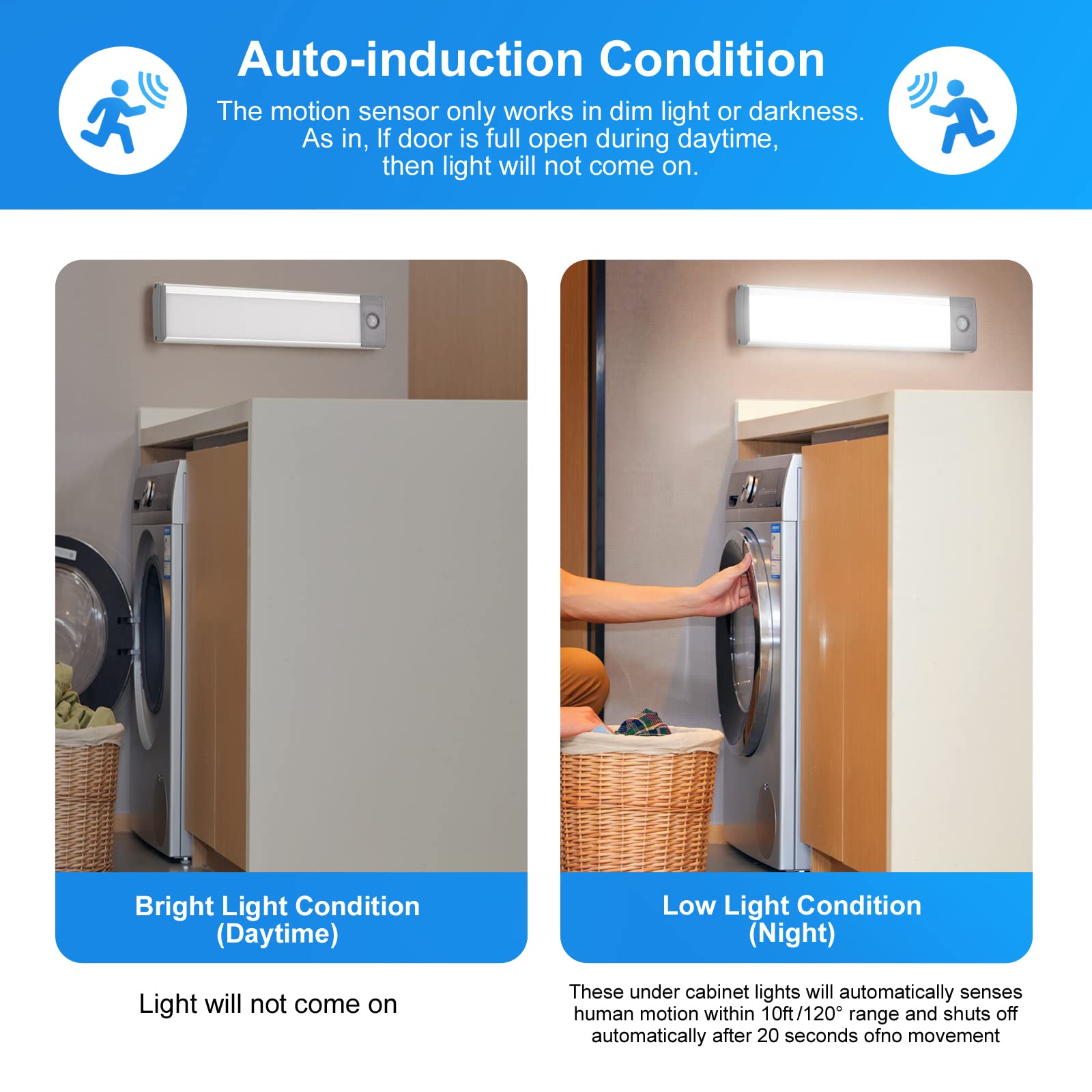 30-LED USB Rechargeable Under Cabinet Lights - Wireless Motion Sensor Night Light for Kitchen, Counter, Closet & Pantry (Warm White, 2-Pack) - Perfect for Nighttime Safety and Convenient Lighting