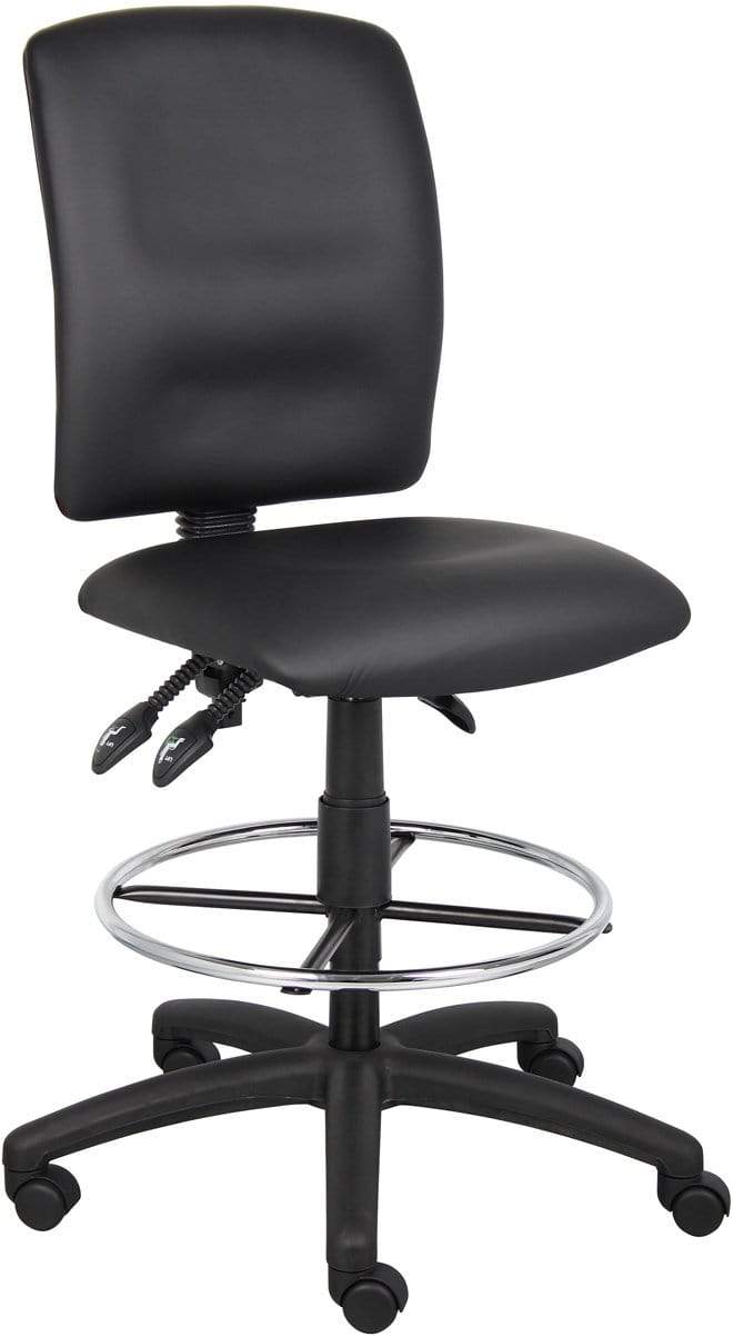 Boss Multi-Function LeatherPlus Drafting Stool [B1645] - Adjustable Height Office Chair for Architects, Artists & Home Office Use