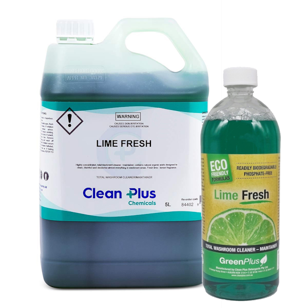 Clean Plus Lime Fresh Total Washroom Cleaner & Maintainer - Bathroom & Toilet Deep Cleaner for Tiles, Sinks & Showers - Eliminates Odors & Stains