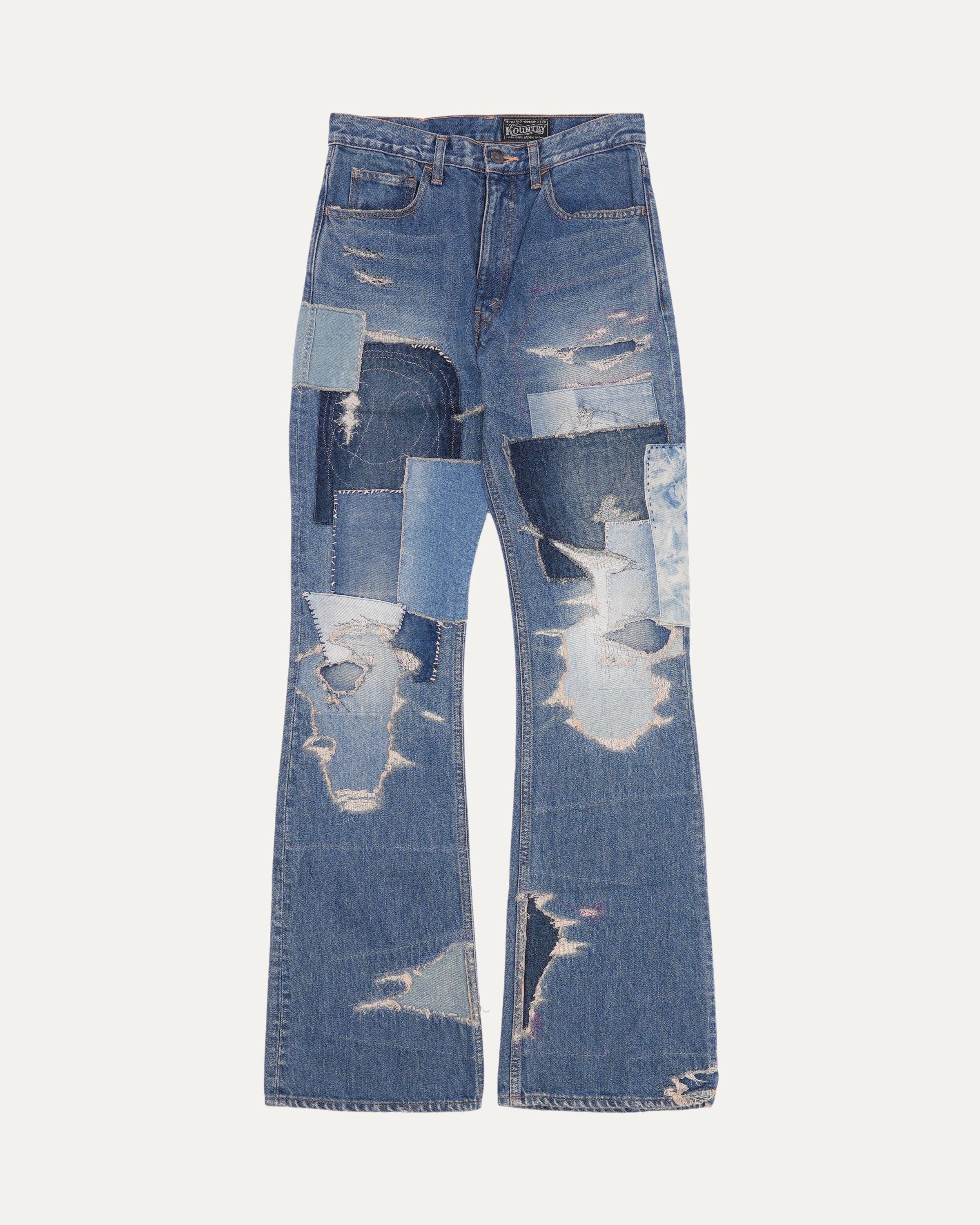 14oz Denim 5-Pocket Crazy Dixie Retro Flare Jeans for Women - Vintage 70s Style High Waisted Bell Bottom Pants for Casual Wear, Music Festivals and Boho Fashion