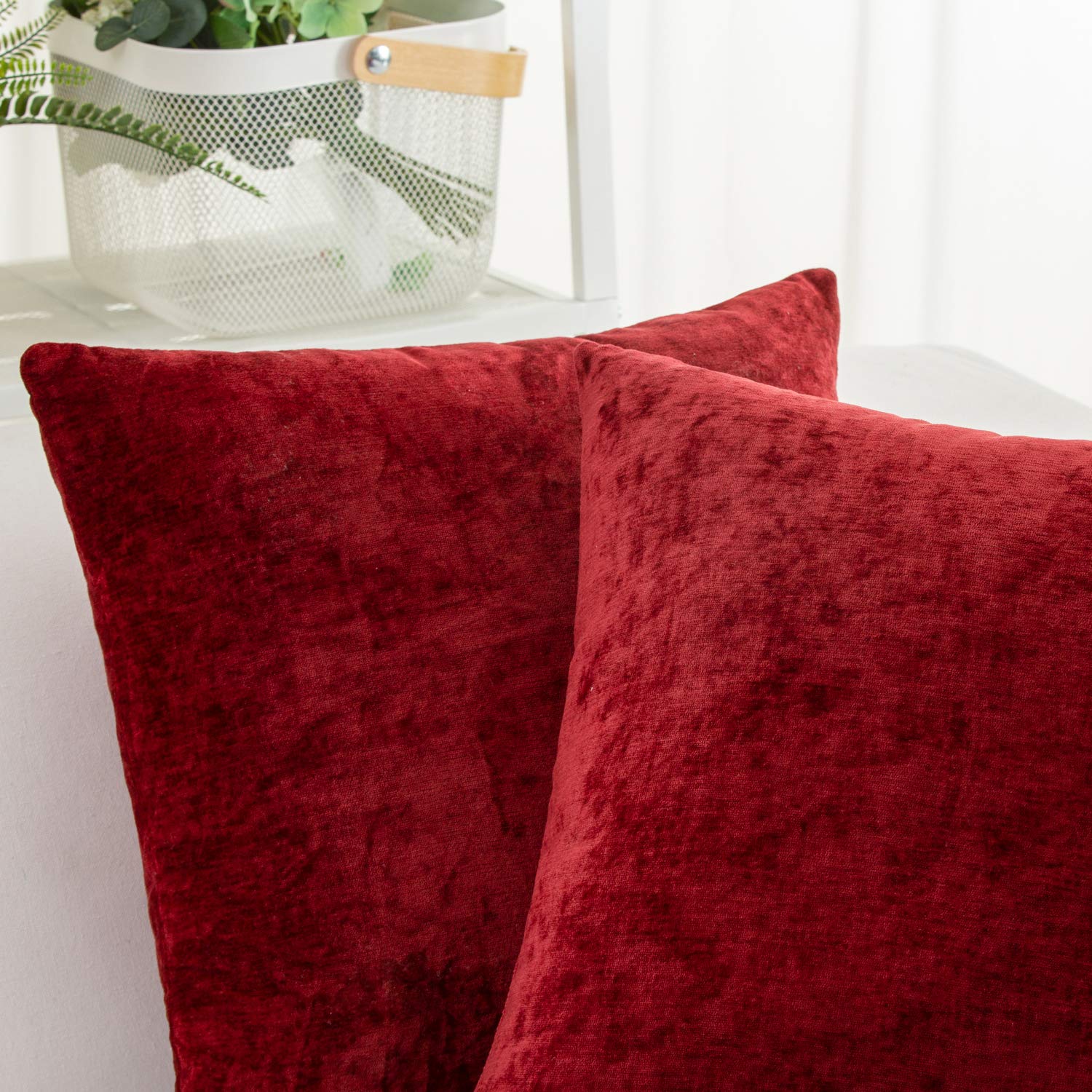HWY 50 Wine Red Burgundy Decorative Throw Pillow Covers Set - 22x22 Inch Ultra Soft Cashmere Cushion Covers for Sofa, Couch & Bed (Pack of 2) - Perfect for Living Room Decor, Home Styling and Cozy Comfort
