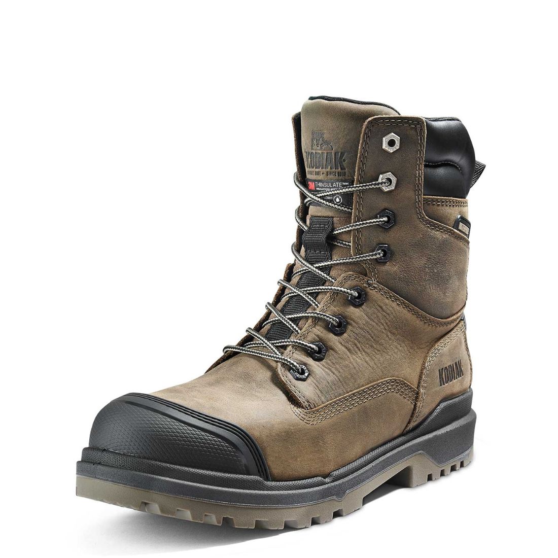Kodiak Karluk Men's 8 Inch Waterproof Composite Toe Work Boots 8379FS - Brown Safety Shoes for Construction, Hiking & Outdoor Work
