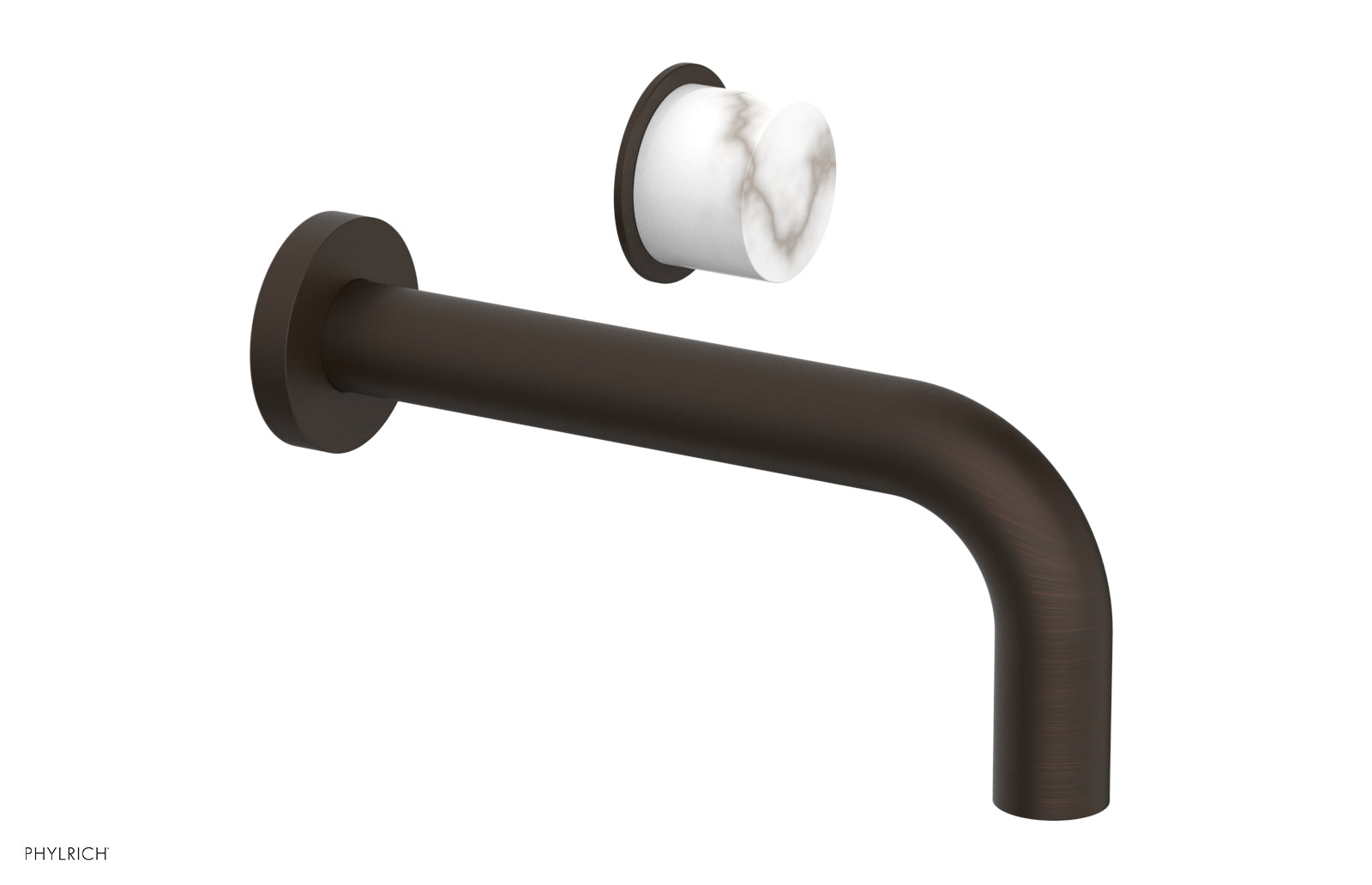 Basic II Single Handle Wall Lavatory Faucet Set with White Marble Handle - 230 17 - Perfect for Bathroom Sink, Powder Room, and Guest Bath Installations