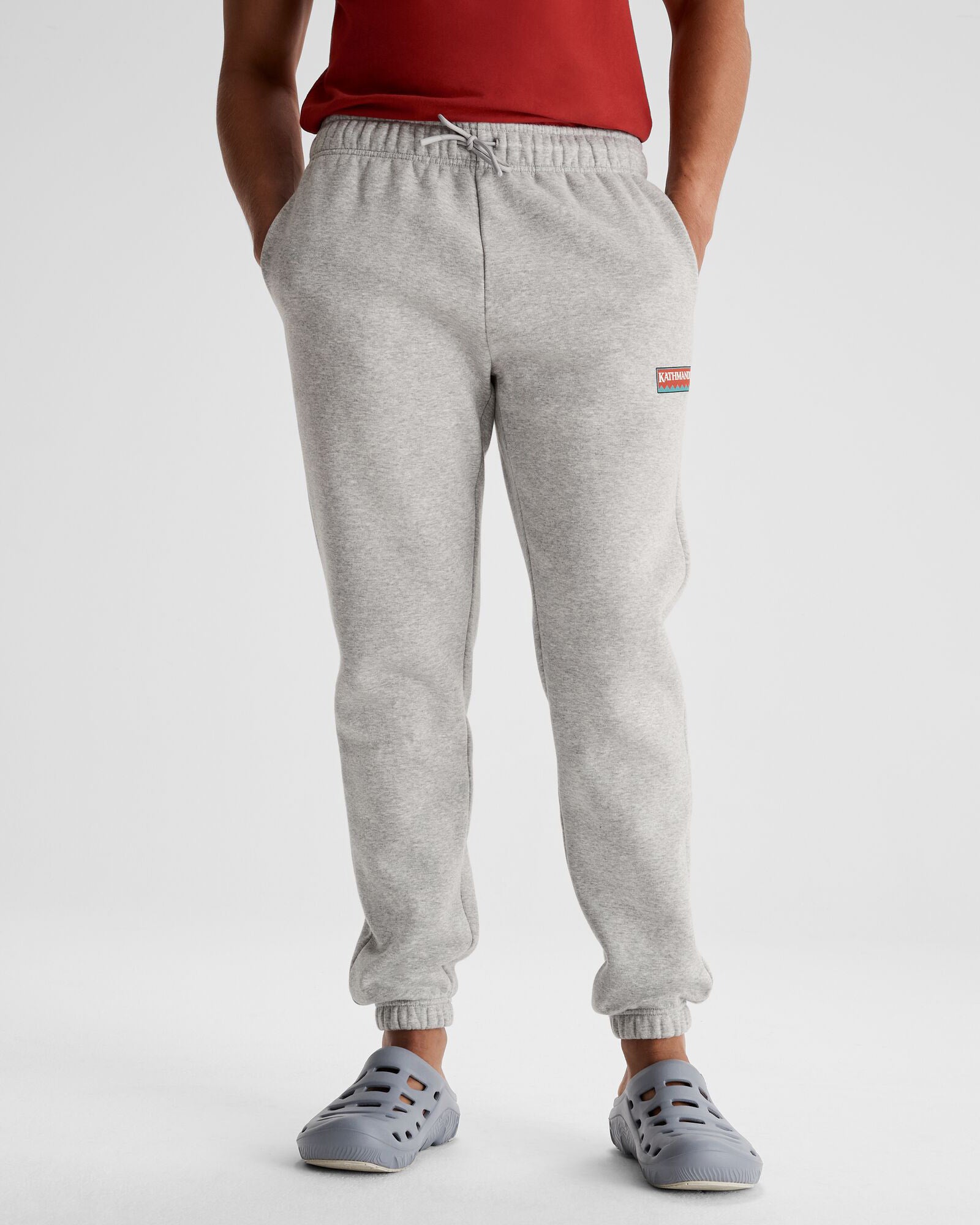 Men's Kathmandu Heritage Logo Slouchy Jogger Pants - Light Grey Marle Comfortable Lounge & Casual Wear for Travel & Home Relaxation