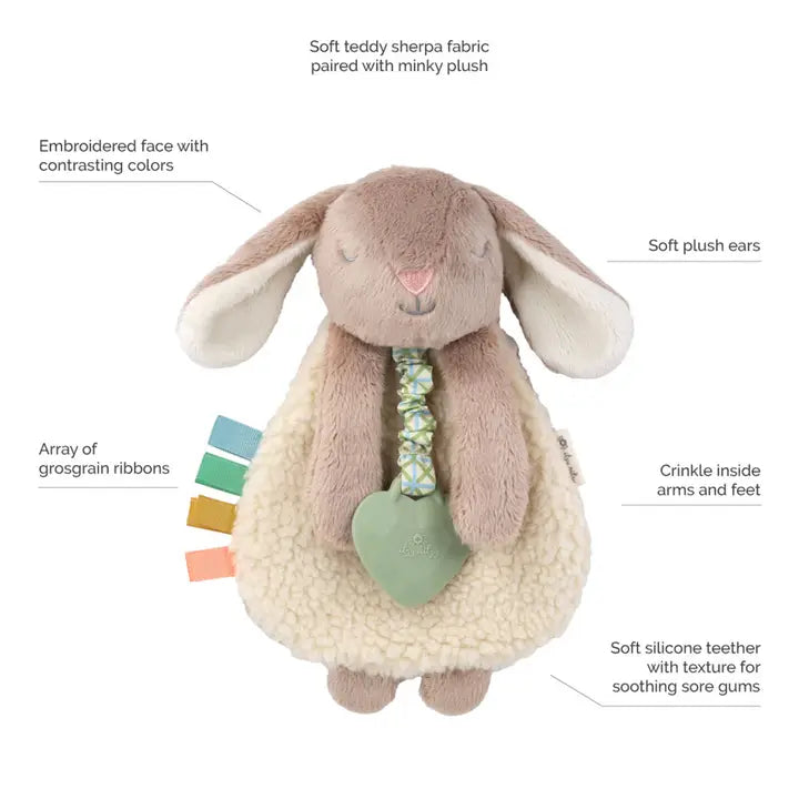 Itzy Ritzy Itzy Lovey Plush Toy & Teether - Soft Baby Stuffed Animal with Chewable Ring for Teething Relief | Perfect for Nursery, Stroller, and Playtime Comfort