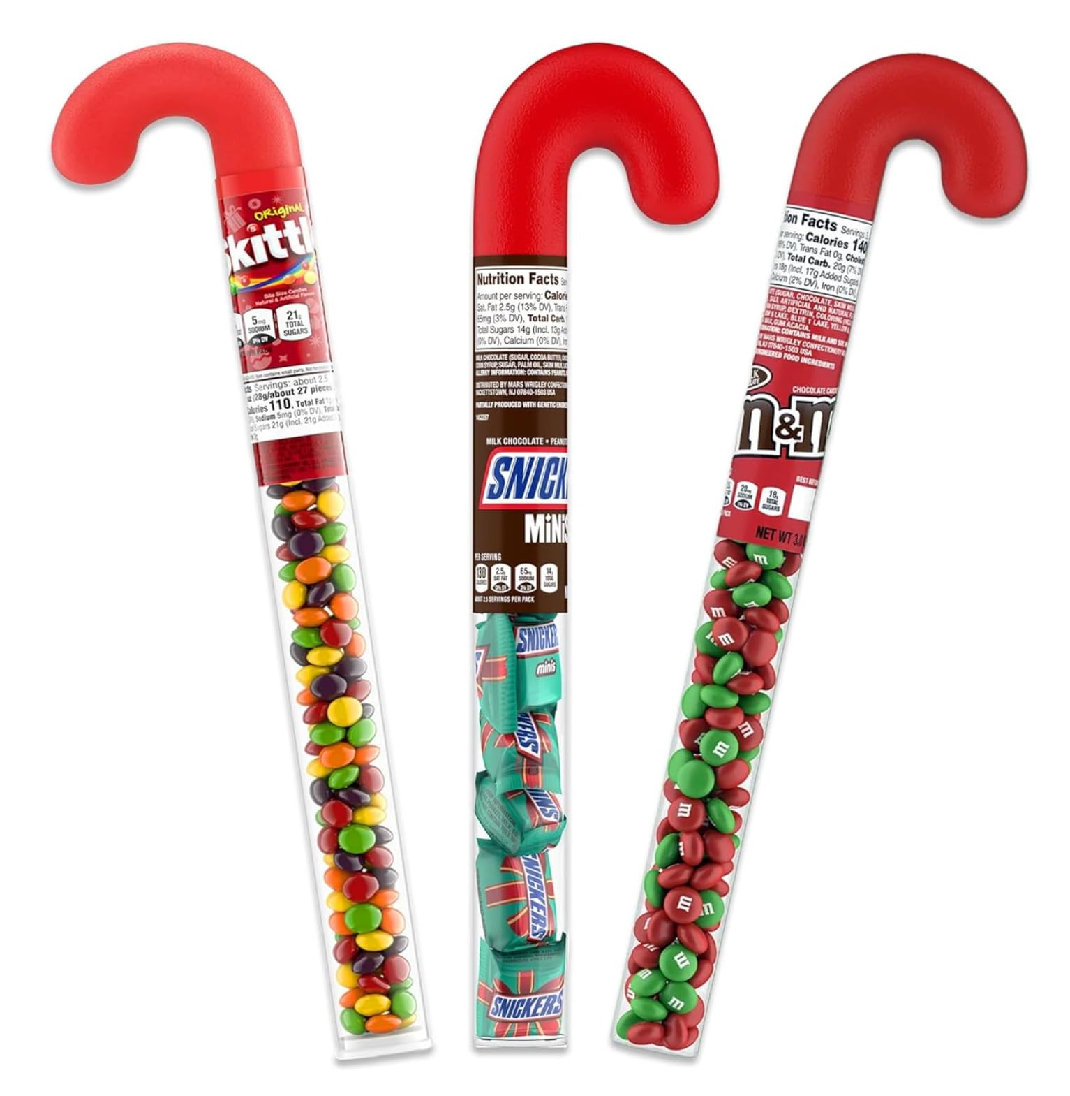 Smiling Sweets Assorted Candy Cane Tubes Variety Pack - 3 Pack with Different Flavors in Each Tube | Perfect for Christmas Stocking Stuffers, Holiday Parties & Gift Exchanges