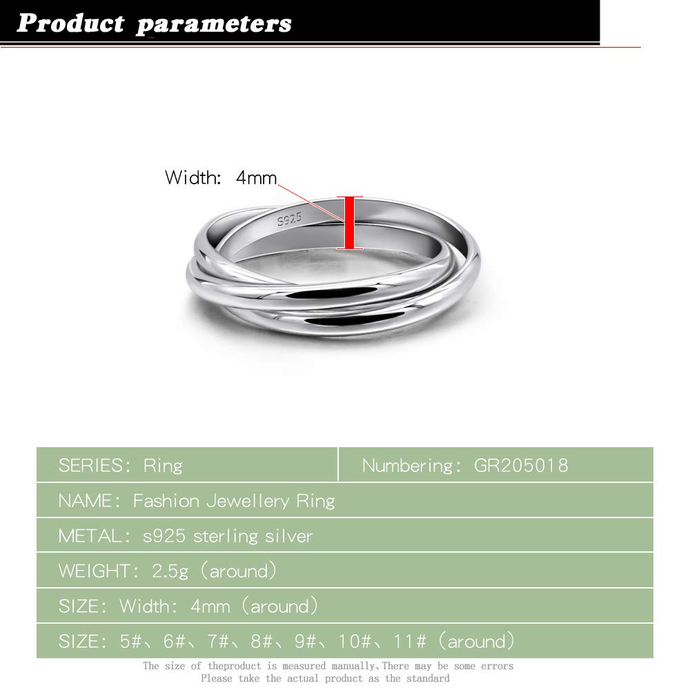Minimalist 925 Sterling Silver Triple Stack Ring for Women - Elegant Glamour Jewelry Size 5-11 - Perfect for Cocktail Parties, Date Nights & Everyday Wear - Unisex Fashion Accessory