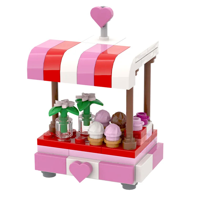 LEGO Be My Valentine Stall Market Kiosk Building Set with Flowers, Sweets & Presents - MiniMOC Valentine's Day Gift for Kids & Adults - Perfect for Romantic Displays & Collectors