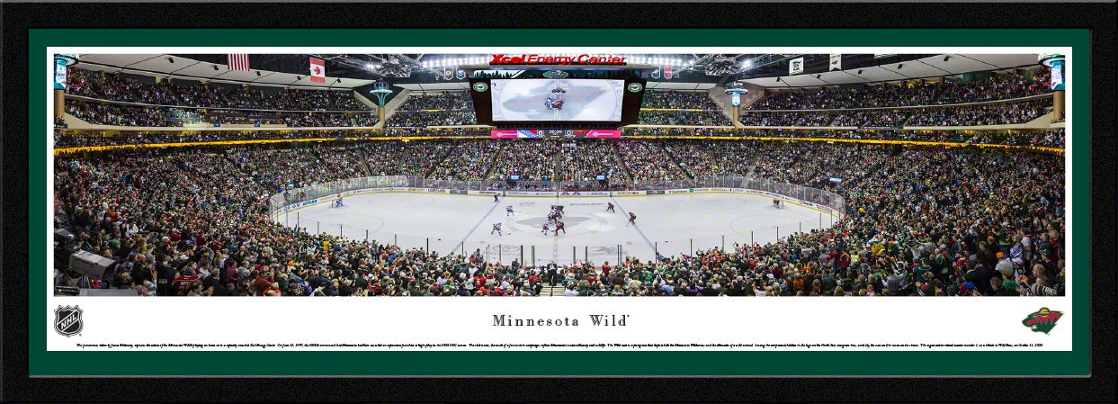 Minnesota Wild NHL Panoramic Poster - Xcel Energy Center Center Ice Wall Art Decor by Blakeway Panoramas - Perfect for Hockey Fans, Game Room, Sports Bar & Man Cave Decor