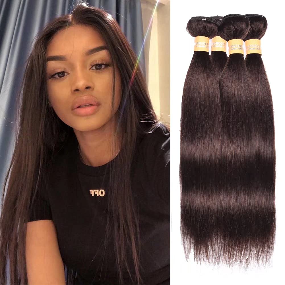 WOME Peruvian Virgin Human Hair 4 Bundles - 8A Grade Silky Straight Hair Extensions (24
