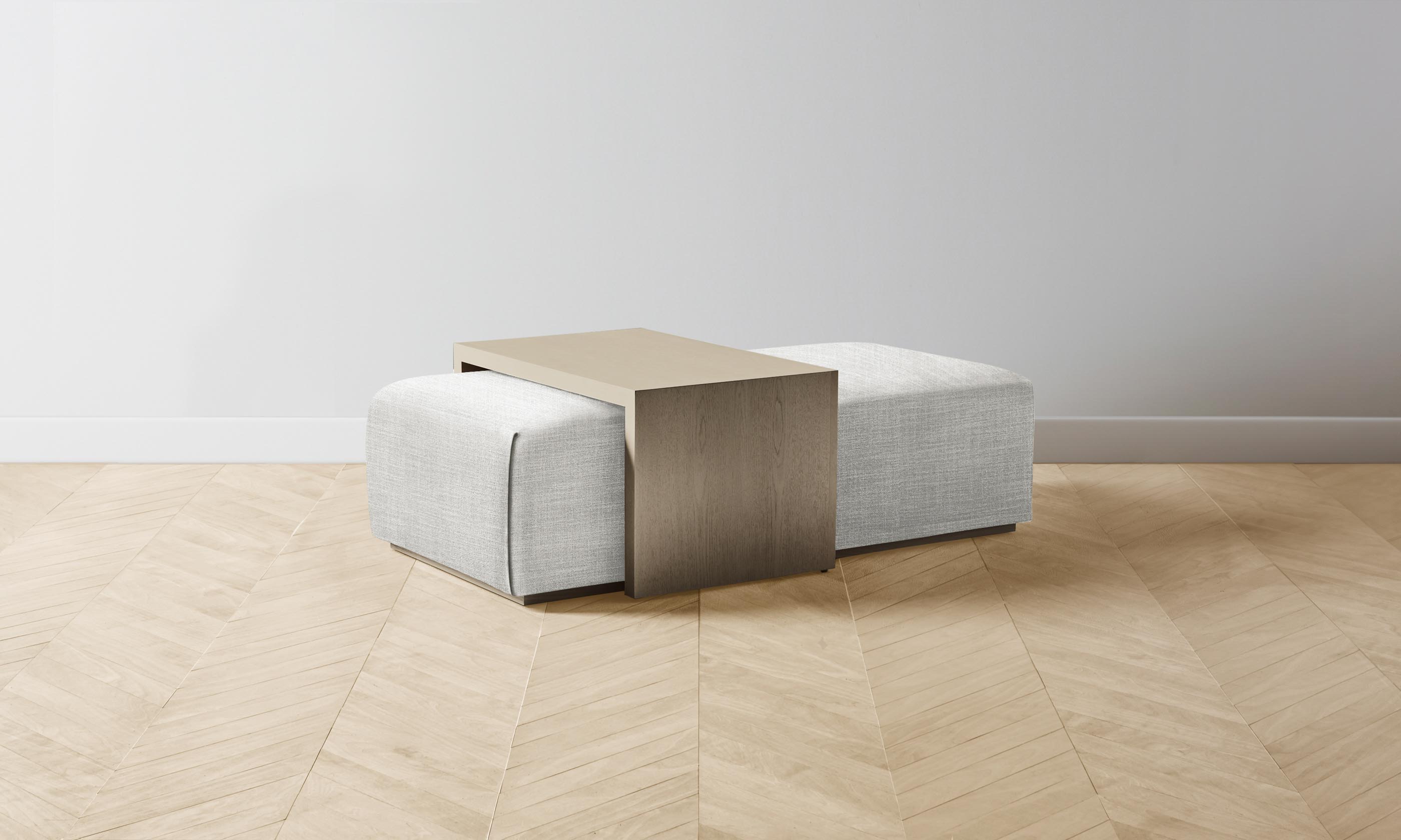 The Bowery Ottoman - Performance Textured Tweed Dove Upholstered Storage Bench | Modern Living Room, Bedroom & Entryway Furniture for Small Spaces
