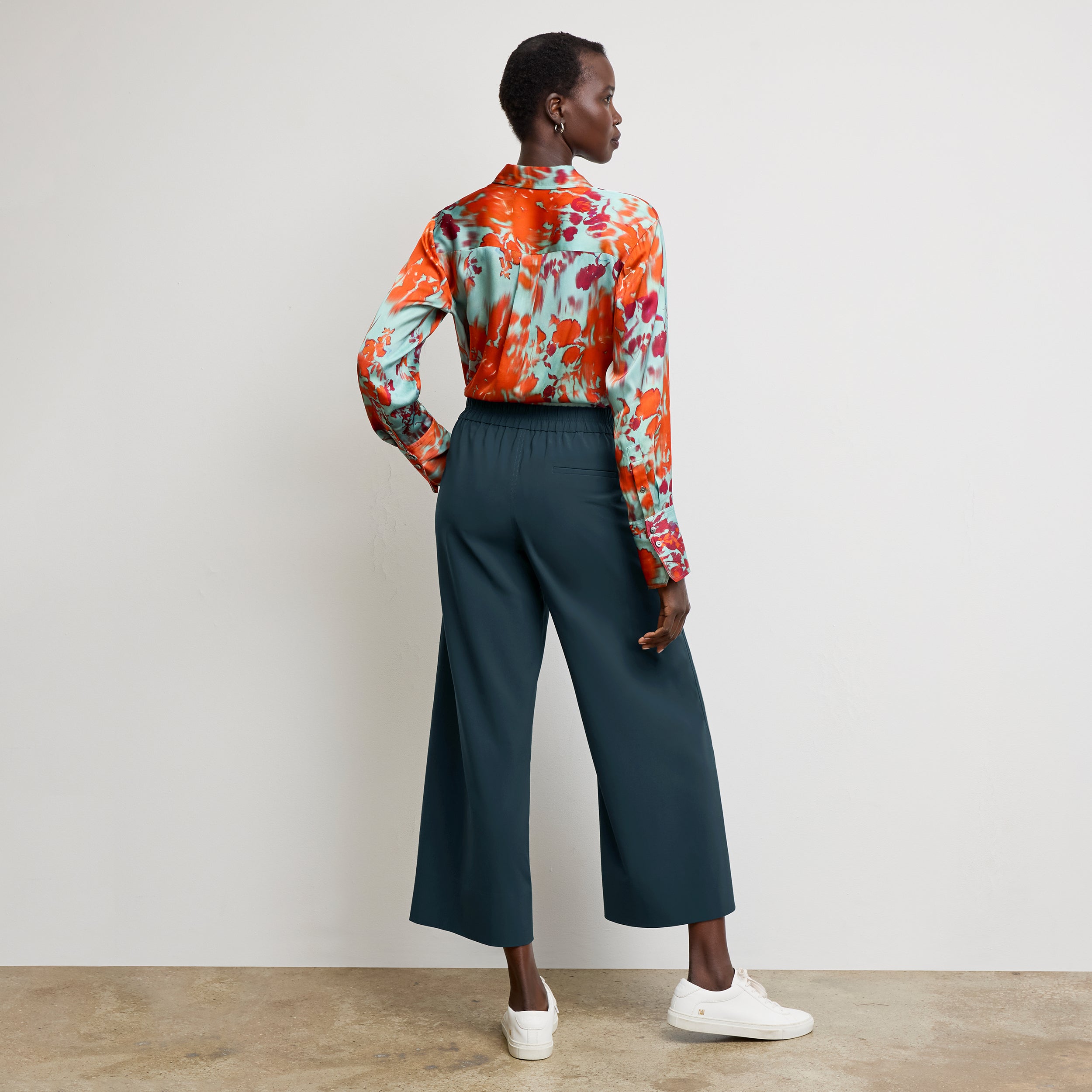 Elena Travel Culotte Pants - OrigamiTech Wrinkle-Free & Quick-Dry - Prussian Blue Wide Leg Palazzo Pants for Women | Perfect for Business Travel, Vacation & Office Wear