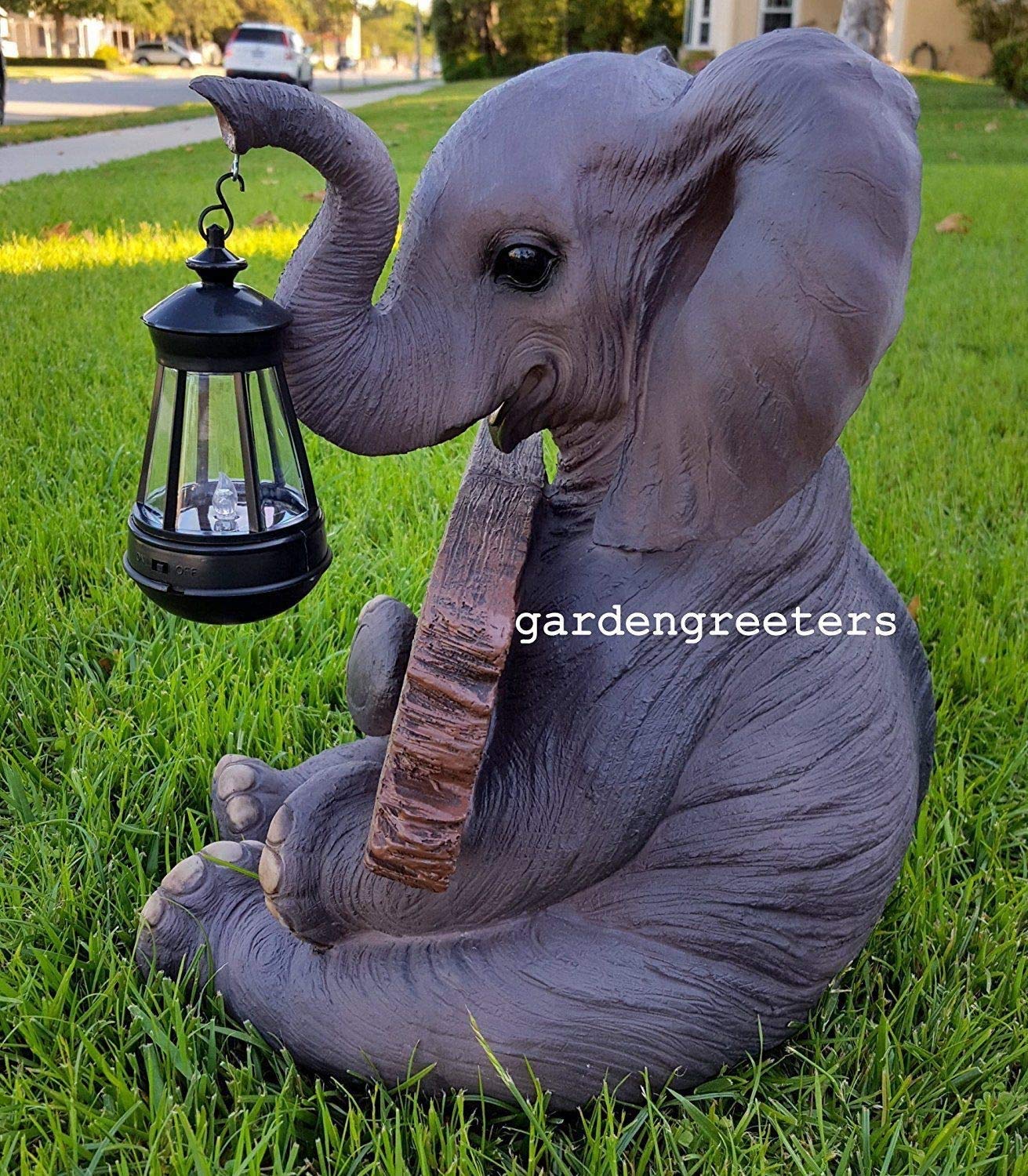 Solar Powered Elephant Statue with Welcome Sign - Outdoor Garden Decor for Patio, Lawn & Yard - Perfect for Home, Wedding & Party Decorations