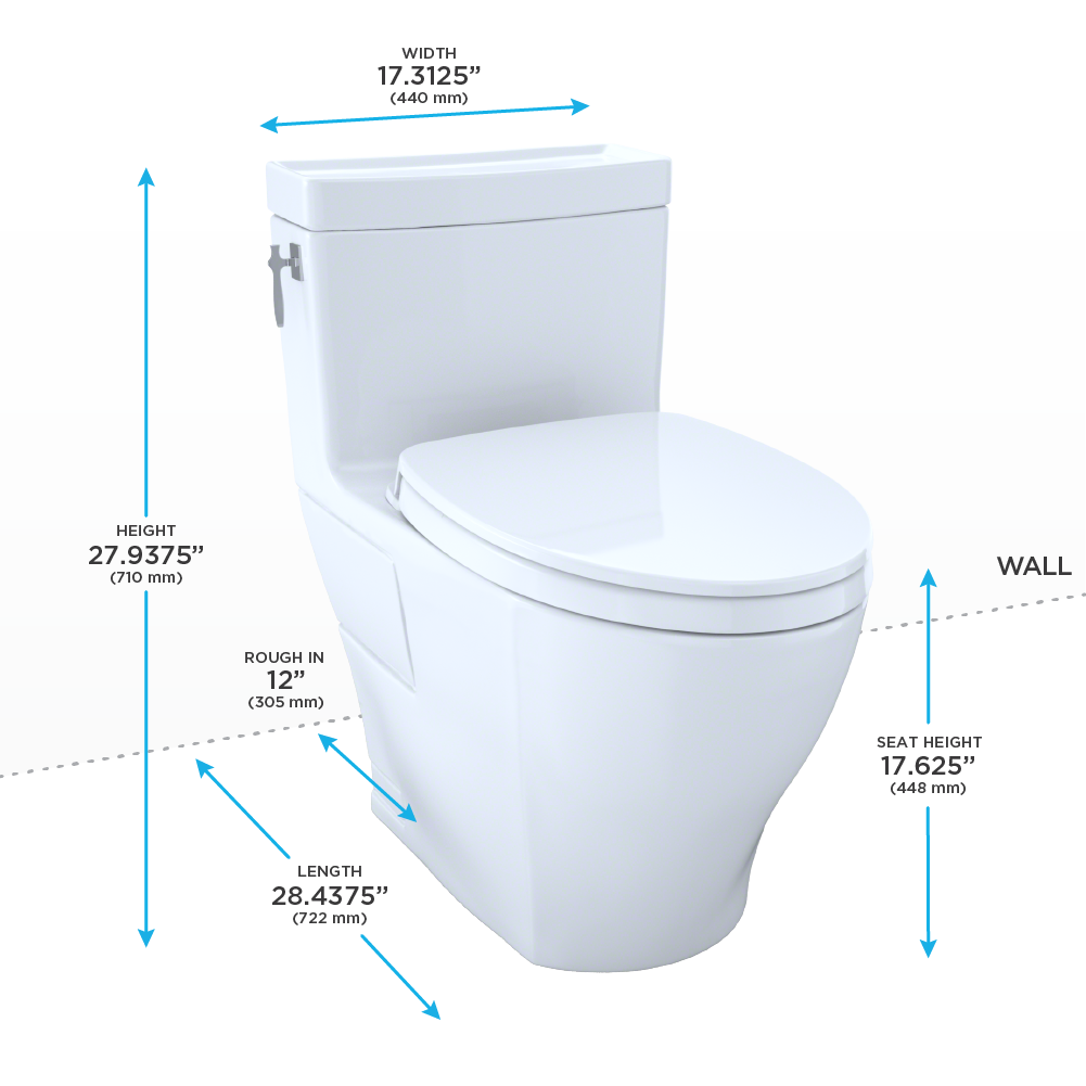 Aimes Elongated 1.28 GPF One-Piece Toilet with Soft-Close Seat in Cotton White - Water-Efficient Bathroom Upgrade for Modern Homes (Model MS626124CEFG#01) - Perfect for Small Bathrooms & Eco-Friendly Living Spaces