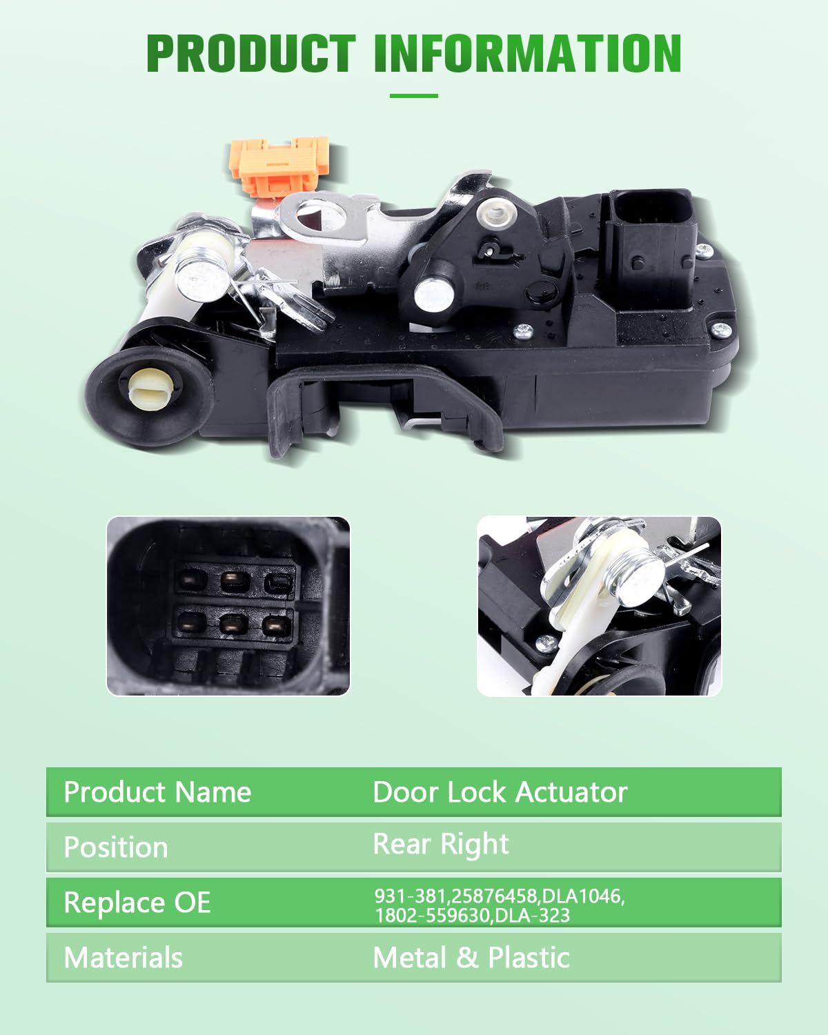 SCITOO 931-381 Rear Right Power Door Lock Actuator Replacement for 2006-2009 Buick Allure/Lacrosse - Fix Stuck or Broken Car Door Locks for Smooth Entry & Exit