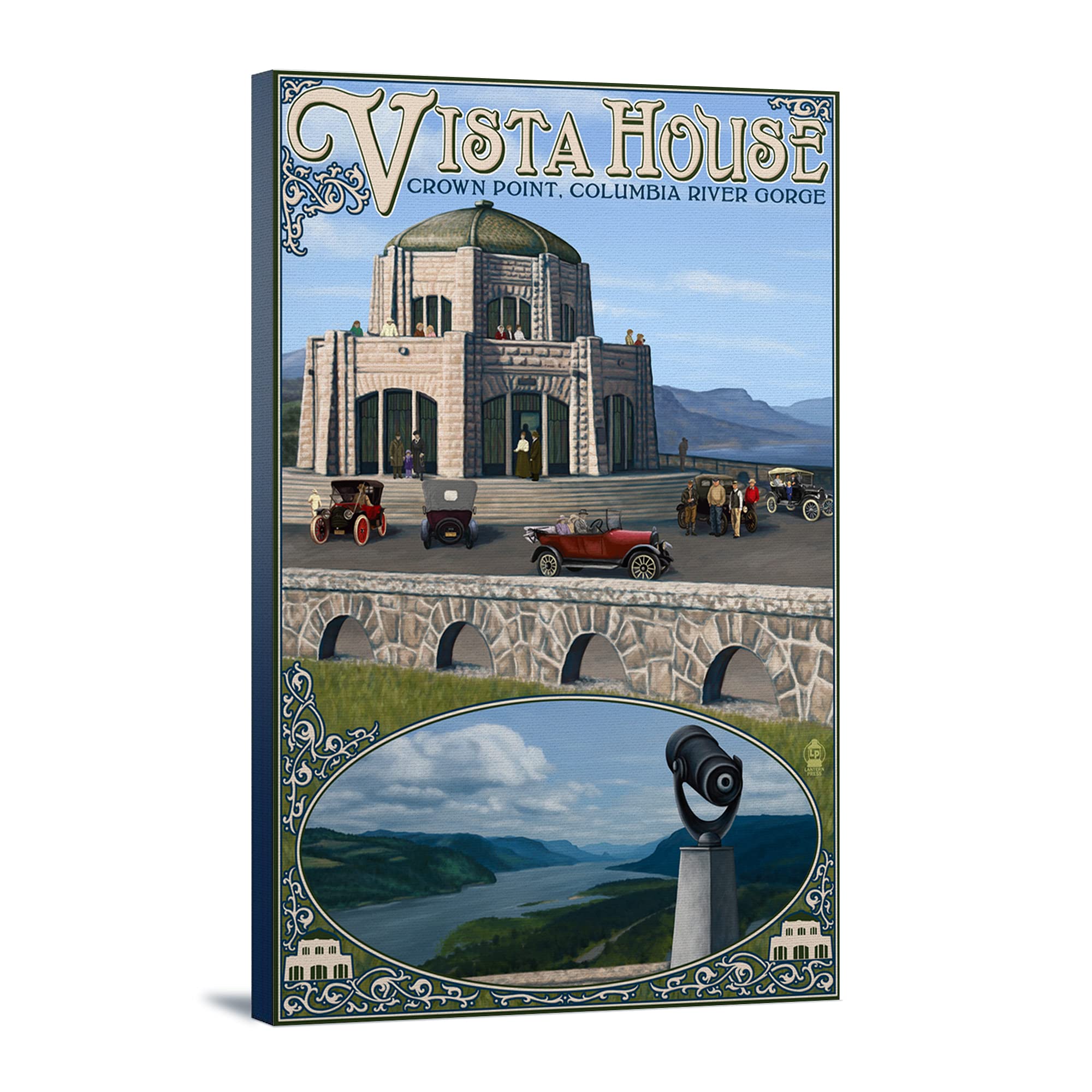 Lantern Press Columbia Gorge Oregon Vista House Wall Art - 12x18 Wrapped Canvas Print - Pacific Northwest Landscape Decor for Living Room, Bedroom & Office