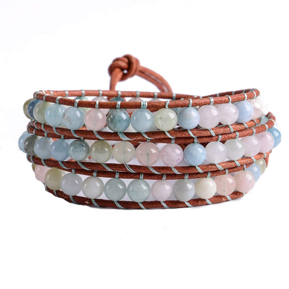 YGLINE Handmade Leather Chakra Bracelets for Women & Men - Adjustable Braided Rope Boho Jasper Stone Healing Bracelet, Spiritual Jewelry Gift for Yoga, Meditation & Positive Energy