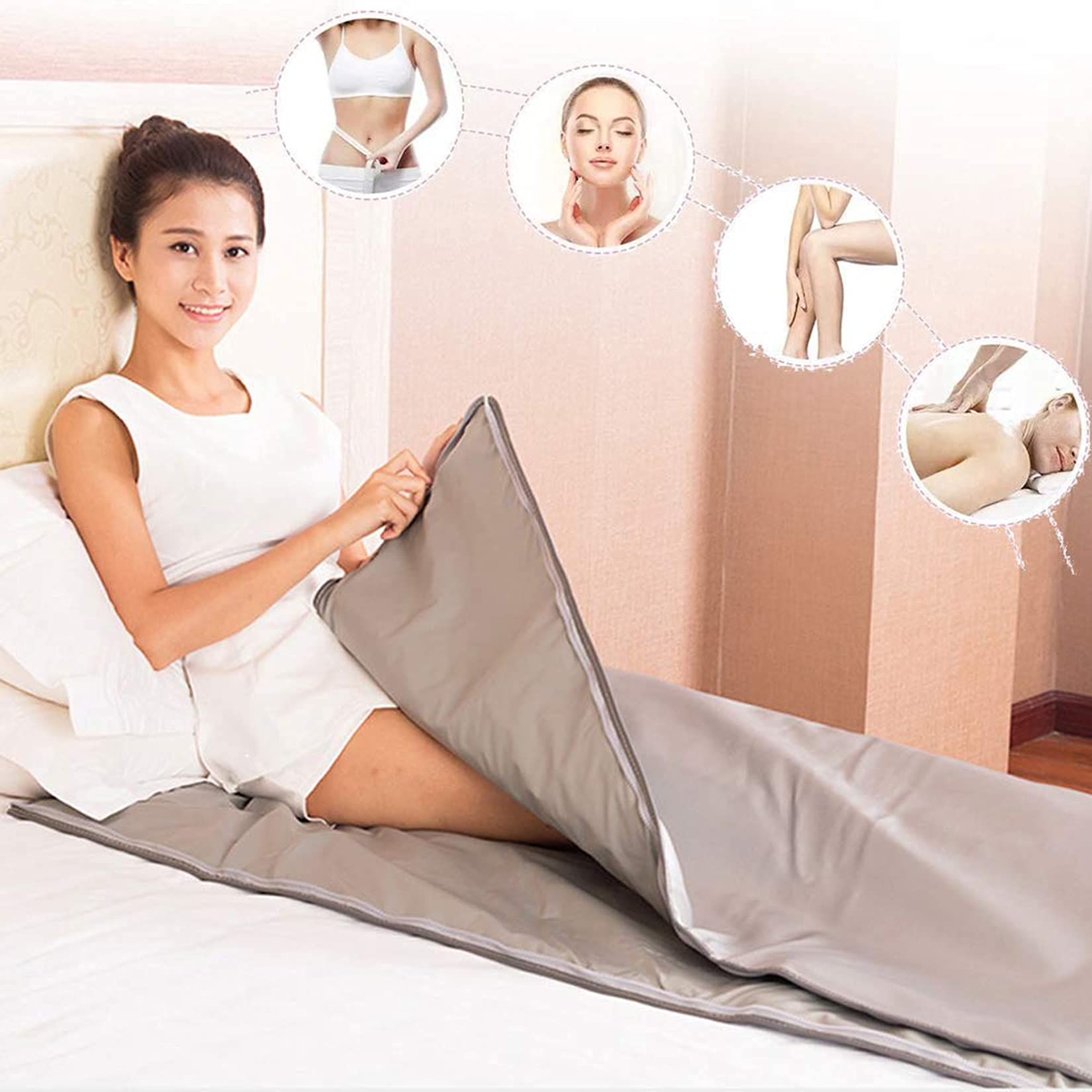 Professional Sauna Blanket for Weight Loss & Detox - 2 Zone Heating Controller for Full Body Sweating - Home Use Sauna Slimming Blanket for Relaxation & Wellness
