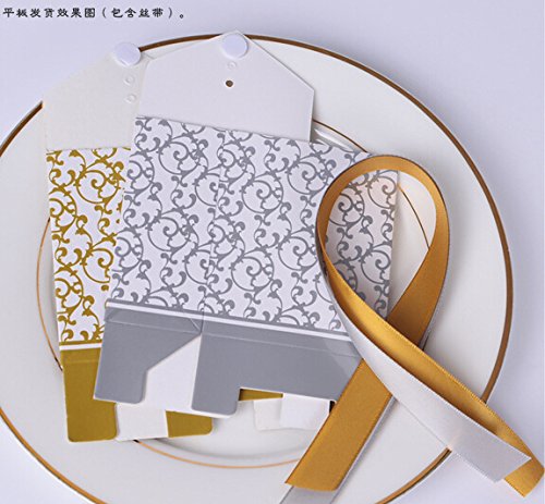 A&S Creavention® 50-Pack Gold Wedding Favor Ribbons - Elegant Candy Boxes & Gift Bags for Bridal Showers, Baby Showers & Party Decorations