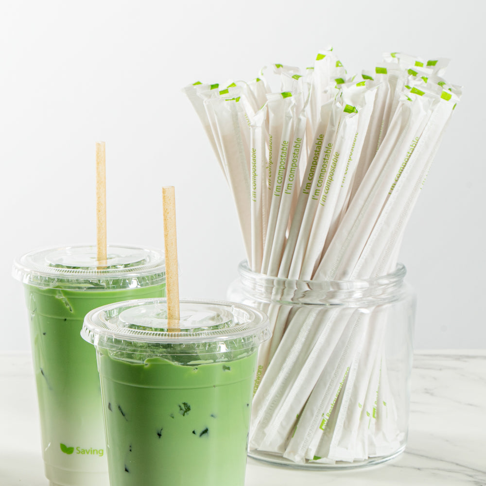 Eco-Friendly Compostable PLA & Sugarcane Straws - 8 1/4