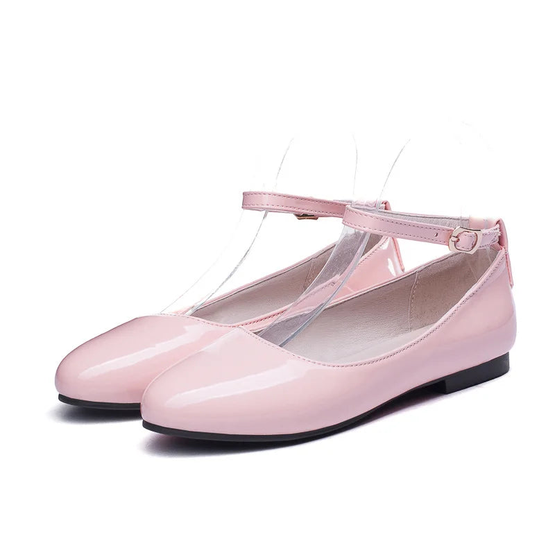 Spring Women's Flat Loafers - Casual Elegant Shoes with Ankle Straps | Red, Pink & White Footwear | Perfect for Daily Wear, Office & Dance Parties | Comfortable Slip-On Shoes for Women