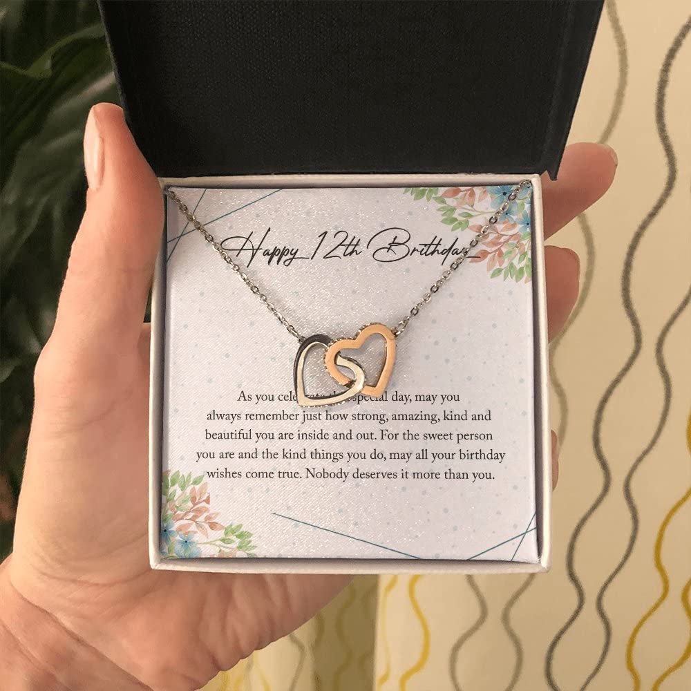 12th Birthday Interlocking Heart Necklace - Meaningful Sterling Silver Friendship Gift for Girls & Women | Perfect for Birthdays, Anniversaries & Special Occasions