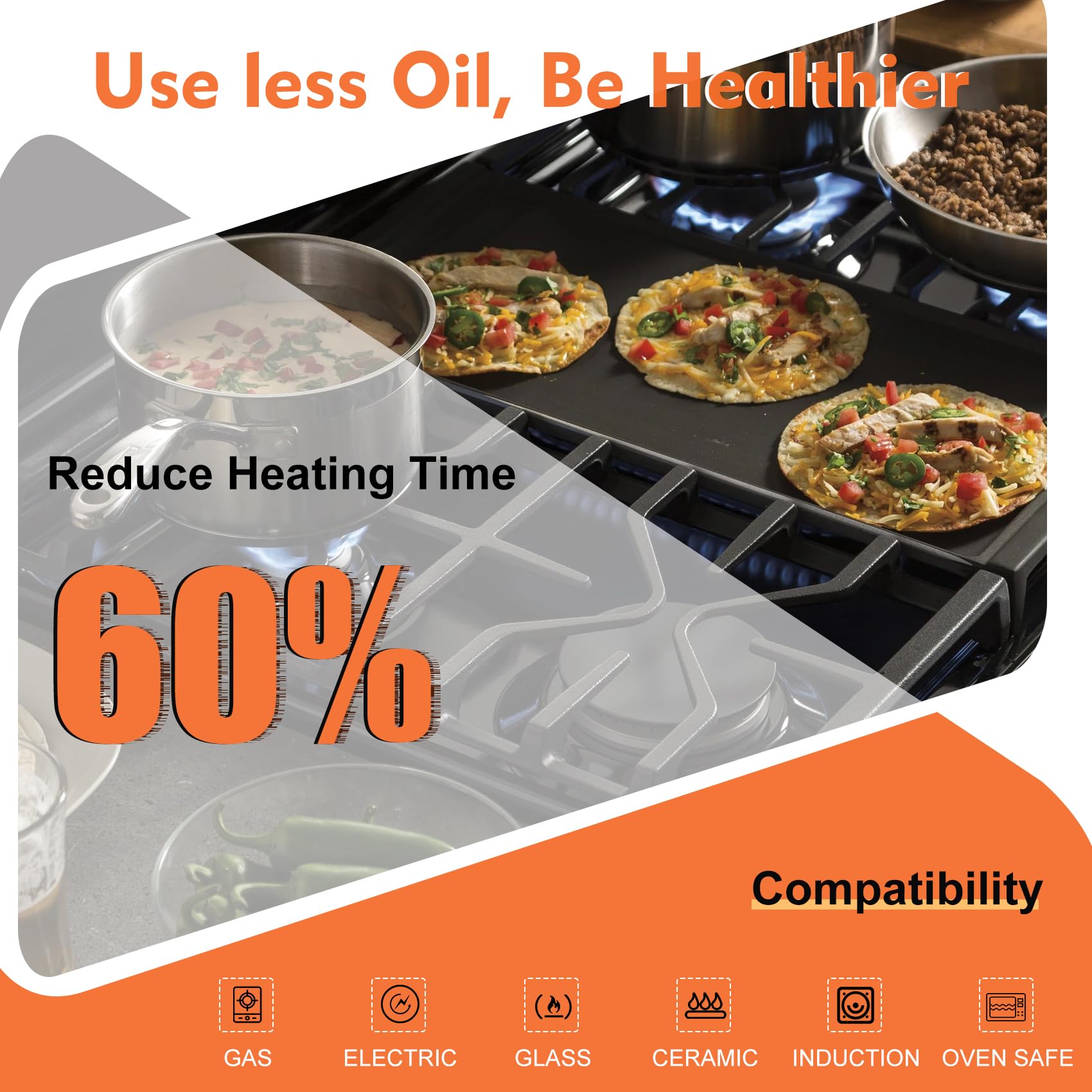 UPGRADED WB31X24738 Griddle Replacement for GE Gas Range - WB31X24998 Cast Iron Griddle Plate, 9×19.5 Inch Nonstick Cooking Surface (Food Grade) - Perfect for Pancakes, Burgers & Breakfast Cooking