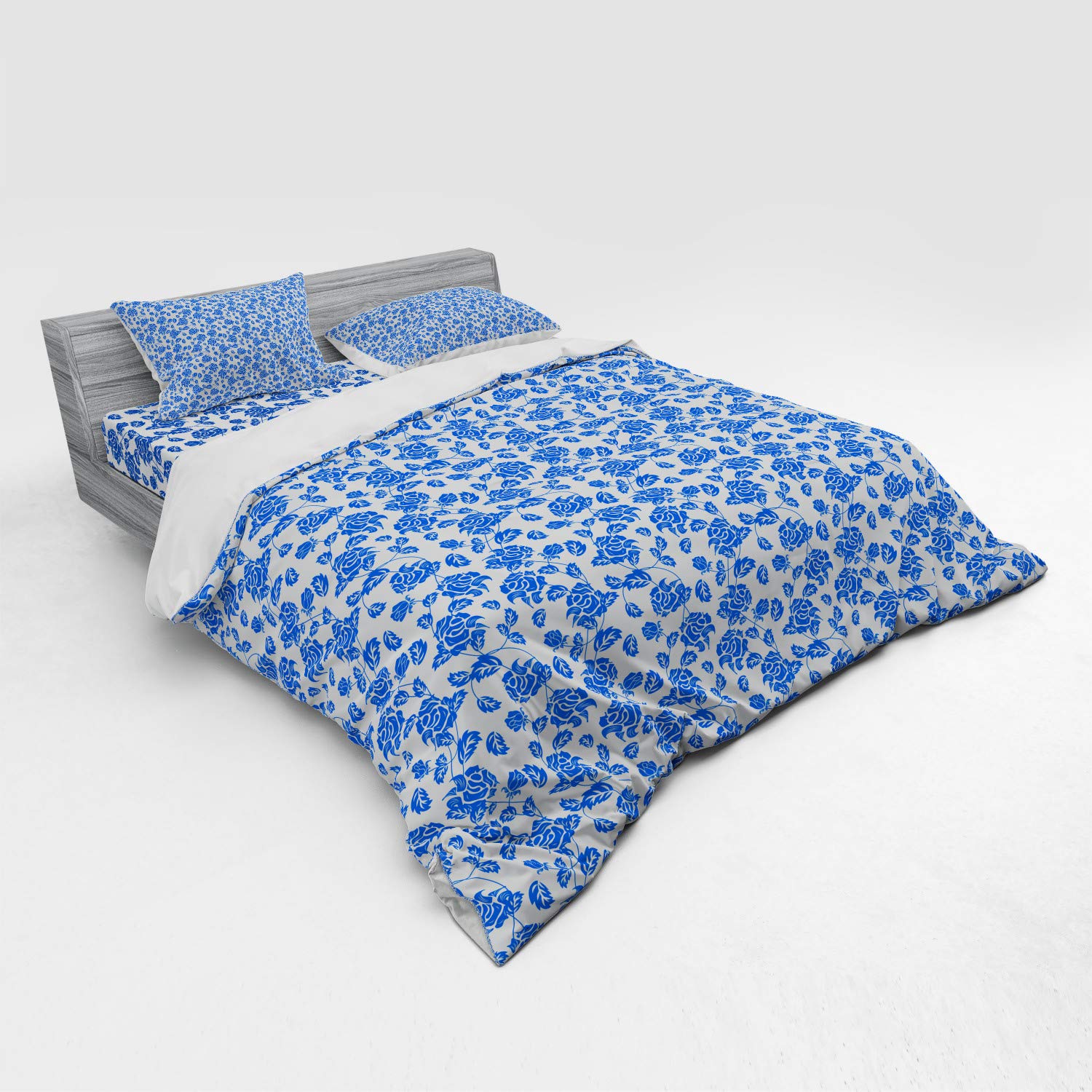 Ambesonne Rose Duvet Cover Set - King Size 4-Piece Bedding with Shams & Fitted Sheet, Elegant Pale Maroon & White Floral Design for Modern Bedrooms | Perfect for Master Bedroom, Guest Room & Home Decor