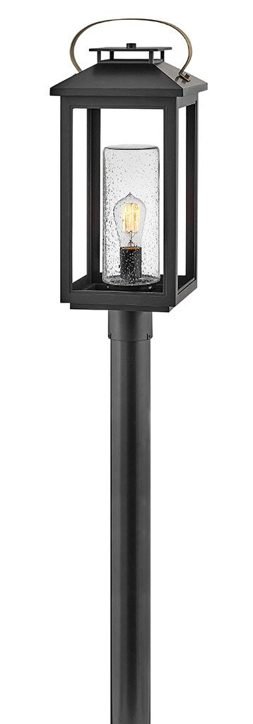 Black Atwater LED Post Top Pier Mount Light - Outdoor Landscape Lighting for Pathways, Gardens & Driveways