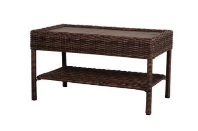 Hampton Bay Brown Wicker Outdoor Coffee Table with Powder-Coated Steel Frame - Perfect for Patio, Garden, and Poolside Relaxation