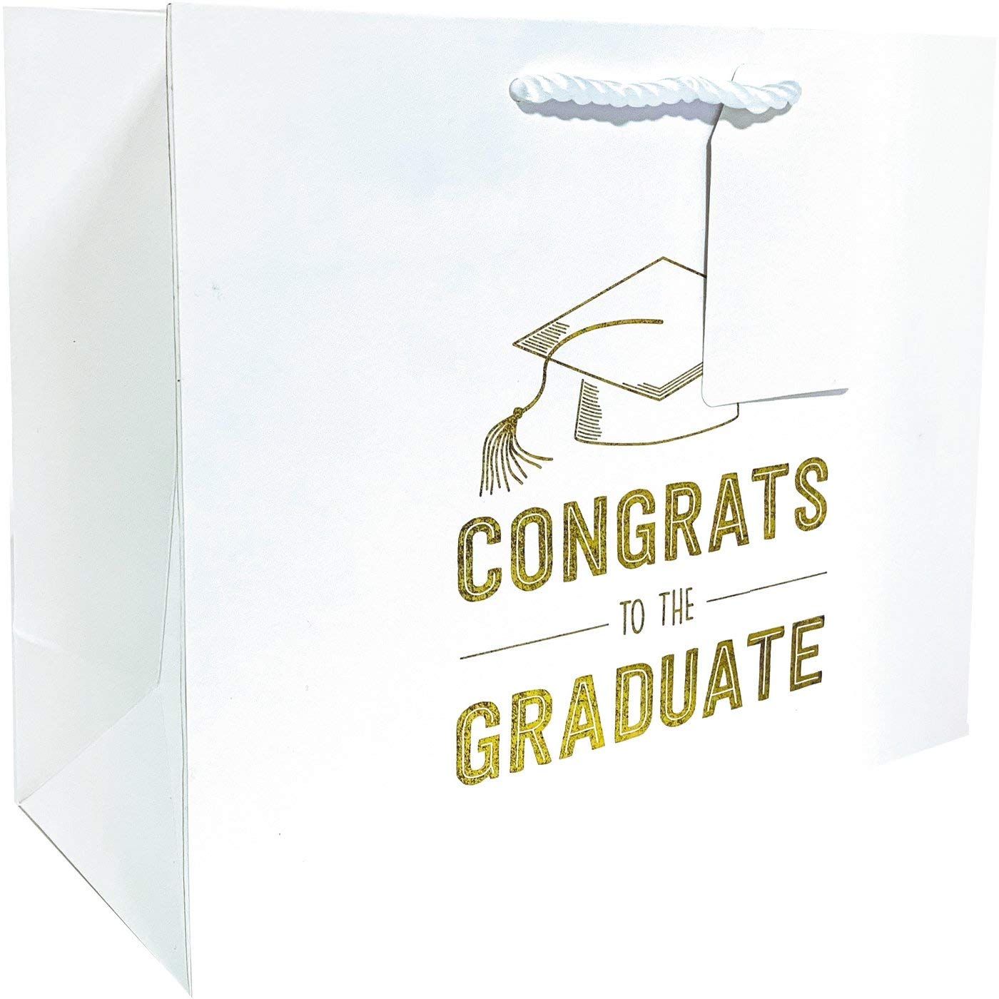 Jillson Roberts Large White Graduation Gift Bags - 120 Pack Bulk Party Favor Bags for Graduation Ceremony, Birthday Party & Special Events