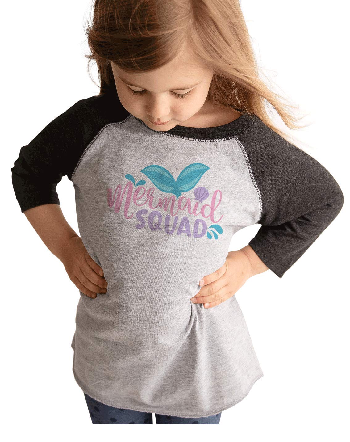 7 ate 9 Apparel Kids Mermaid Squad Girls Grey T-Shirt | Cute Graphic Tee for Girls | Perfect for Playdates, Birthday Parties & Everyday Wear