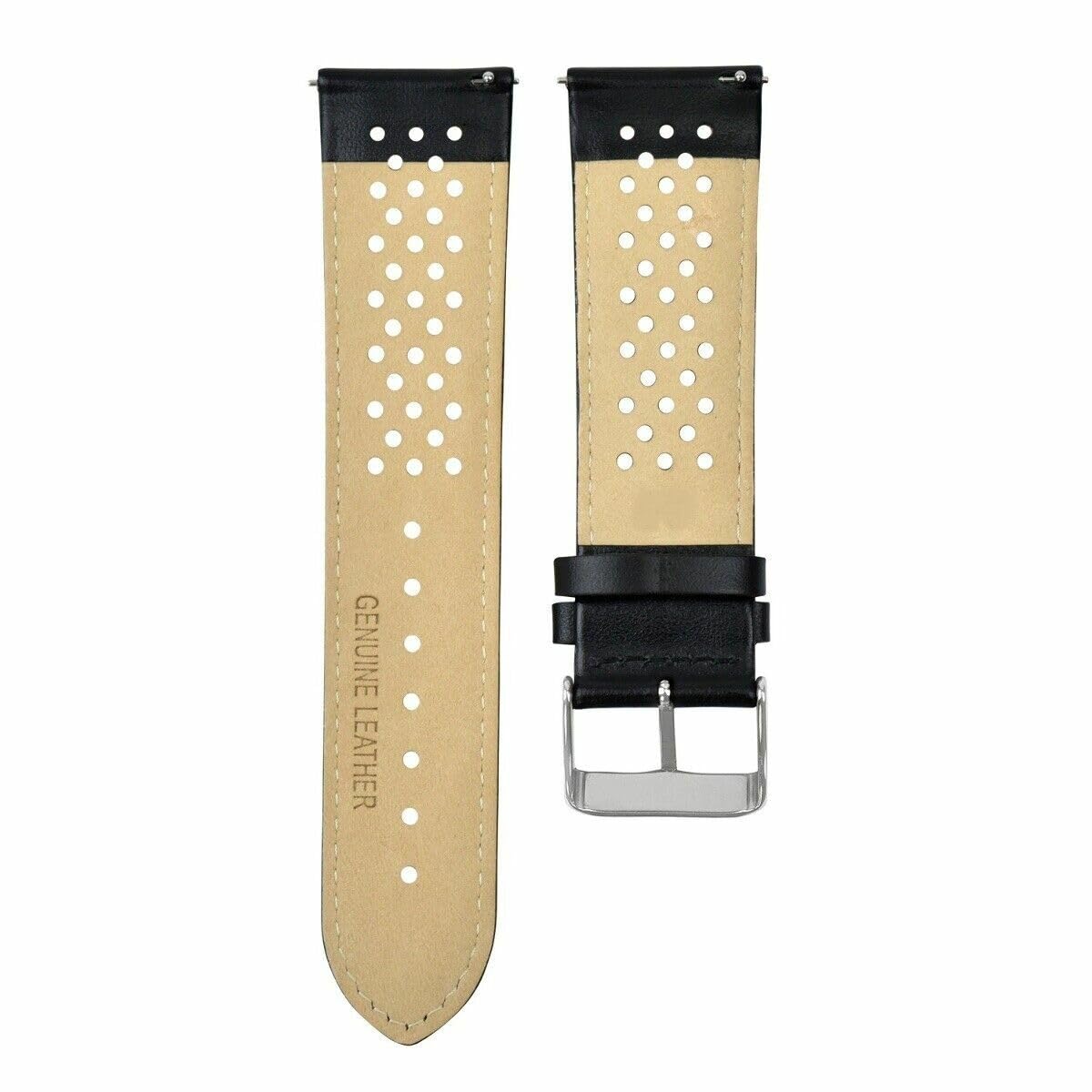 **18mm Quick Release Perforated Leather Watch Band Strap - Compatible with Tag Heuer Carrera - Black - Perfect for Casual & Dress Watches**