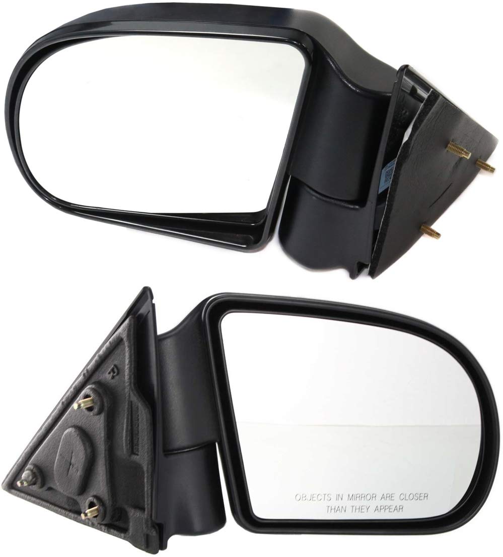 Kool Vue Non-Electric Side Mirrors for 1999-2004 Chevrolet S10 & GMC Sonoma - Textured Black Manual Replacement Mirrors (Driver & Passenger Side) - Perfect for Off-Roading, Daily Commuting & Truck Restoration Projects