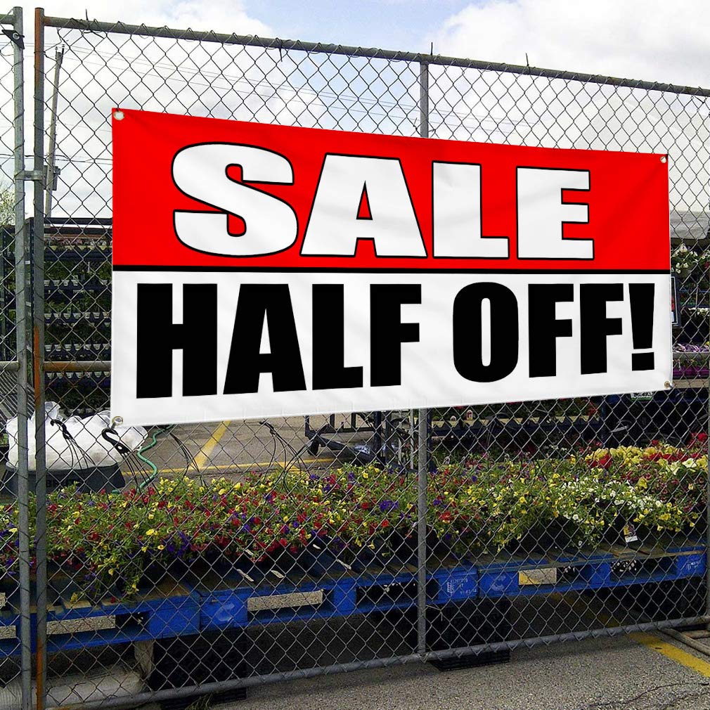 Vinyl Banner - 60x144 Inches, Weatherproof, 10 Grommets - Half Off Sale for Business & Outdoor Use | Perfect for Yard Signs, Events & Industrial Advertising