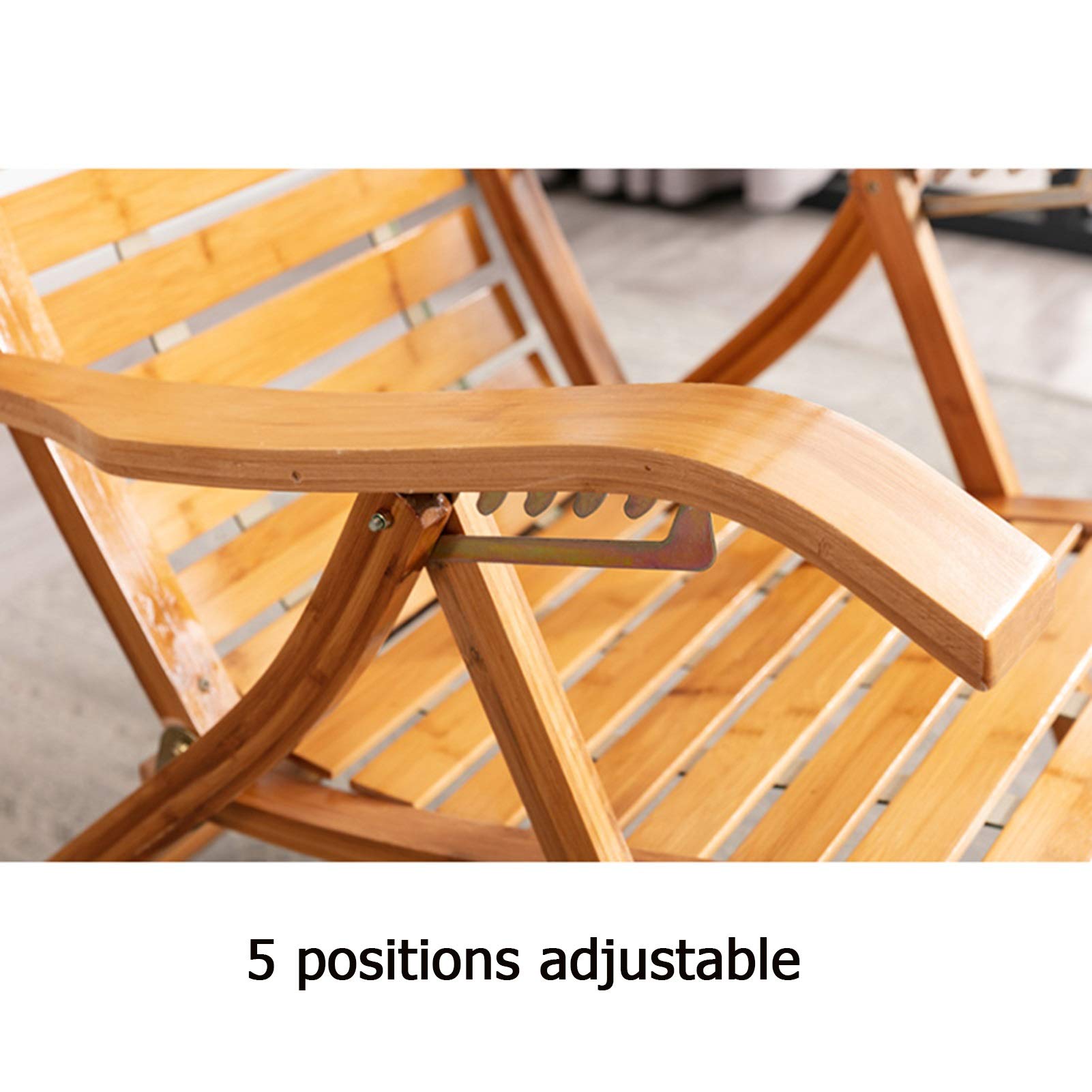 Adjustable Wooden Folding Recliner Chair - 5-Position Backrest with Headrest, Outdoor Sun Lounger for Garden, Balcony & Patio | Perfect for Relaxing, Sunbathing & Napping