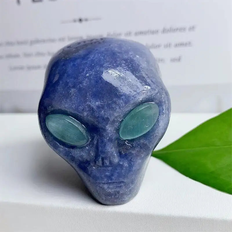 2 Inch Natural Blue Sodalite Alien Skull Crystal Carving - Healing Energy Stone for Meditation, Reiki & Spiritual Practice - Unique Home Decor & Gift for Crystal Collectors (1PC)