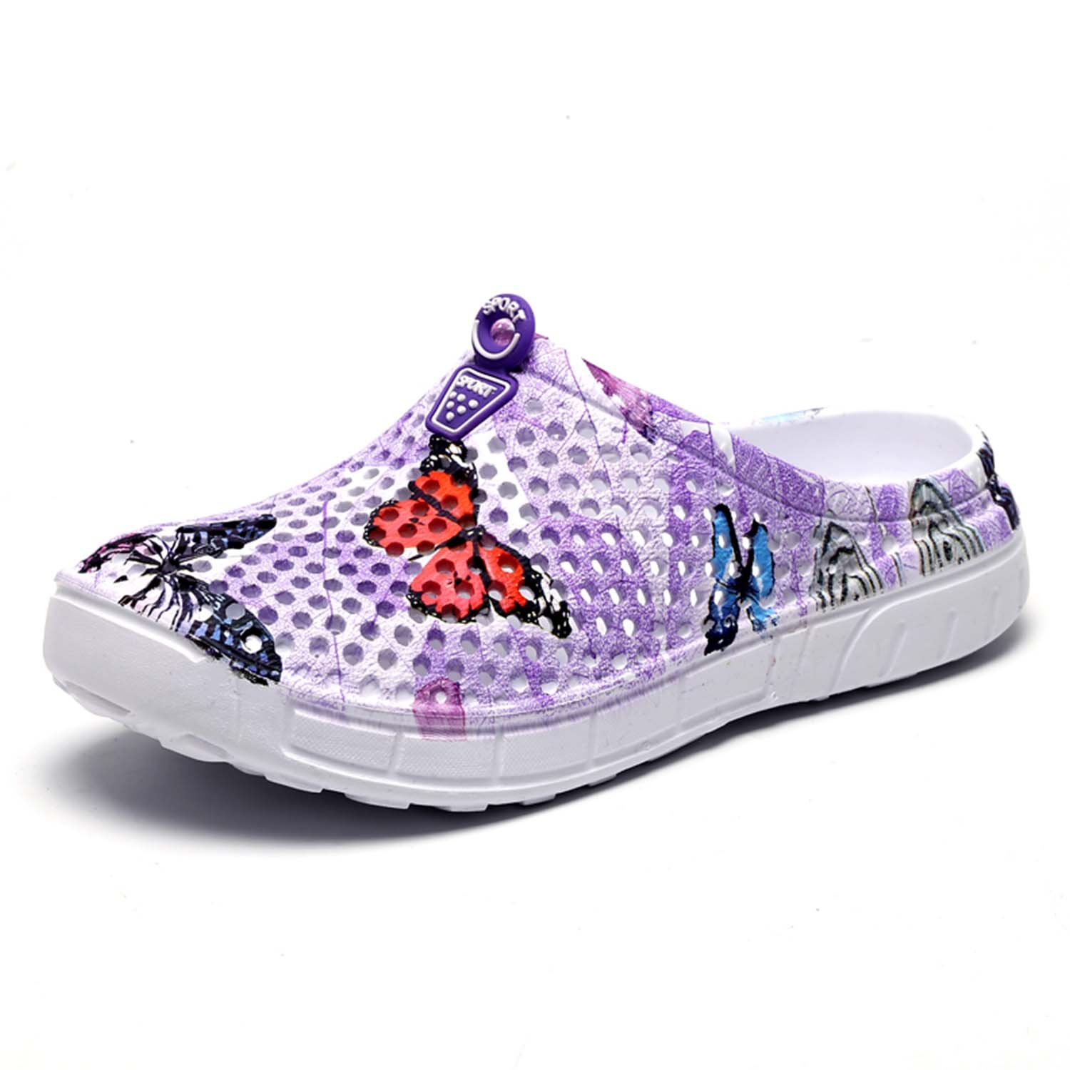 Women's Garden Clogs - Lightweight Breathable Mesh Quick-Drying Sandals | Slip-Resistant Water Shoes for Beach, Pool & Outdoor Activities (Purple, Size 39)