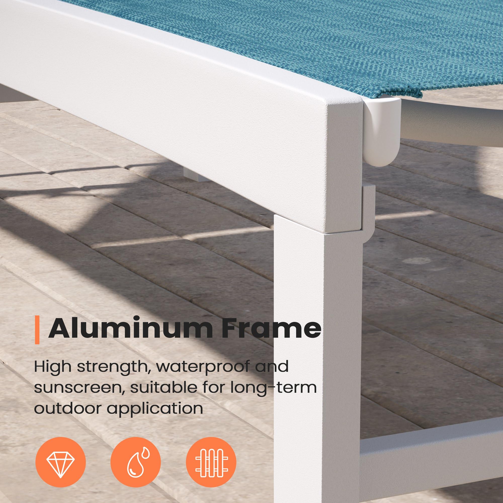 Pellebant Outdoor Lounge Chairs Set of 2 - Patio Aluminum Chaise Lounge Chairs with Adjustable Backrest, Rustproof Poolside Sunbathing Chairs for Deck, Backyard & Beach (2-Piece Set, Blue) | Perfect for Poolside Relaxation, Sunbathing & Outdoor Lounging