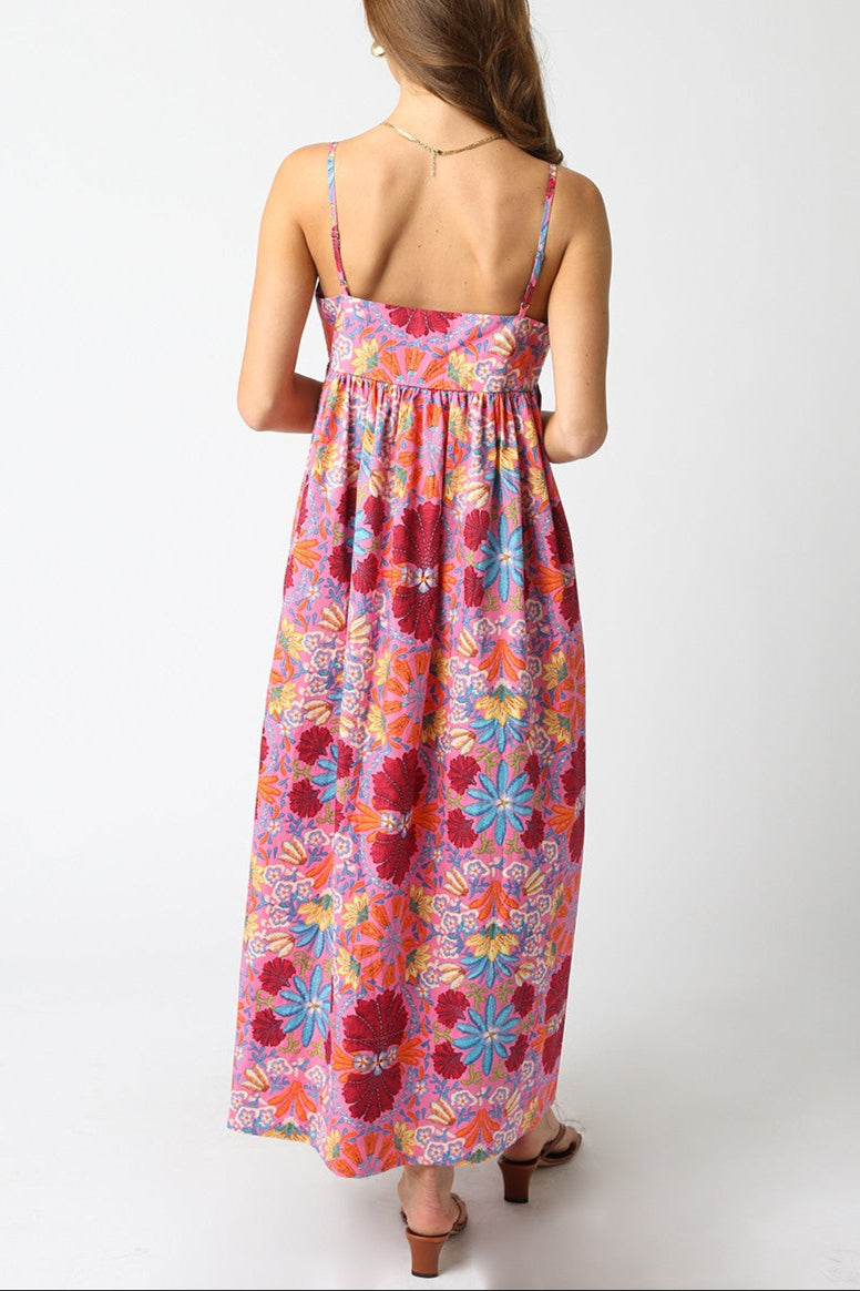 Floral Midi Dress with Kaleidoscope Print - Elegant Summer Dress for Women, Perfect for Beach Vacations, Garden Parties & Date Nights