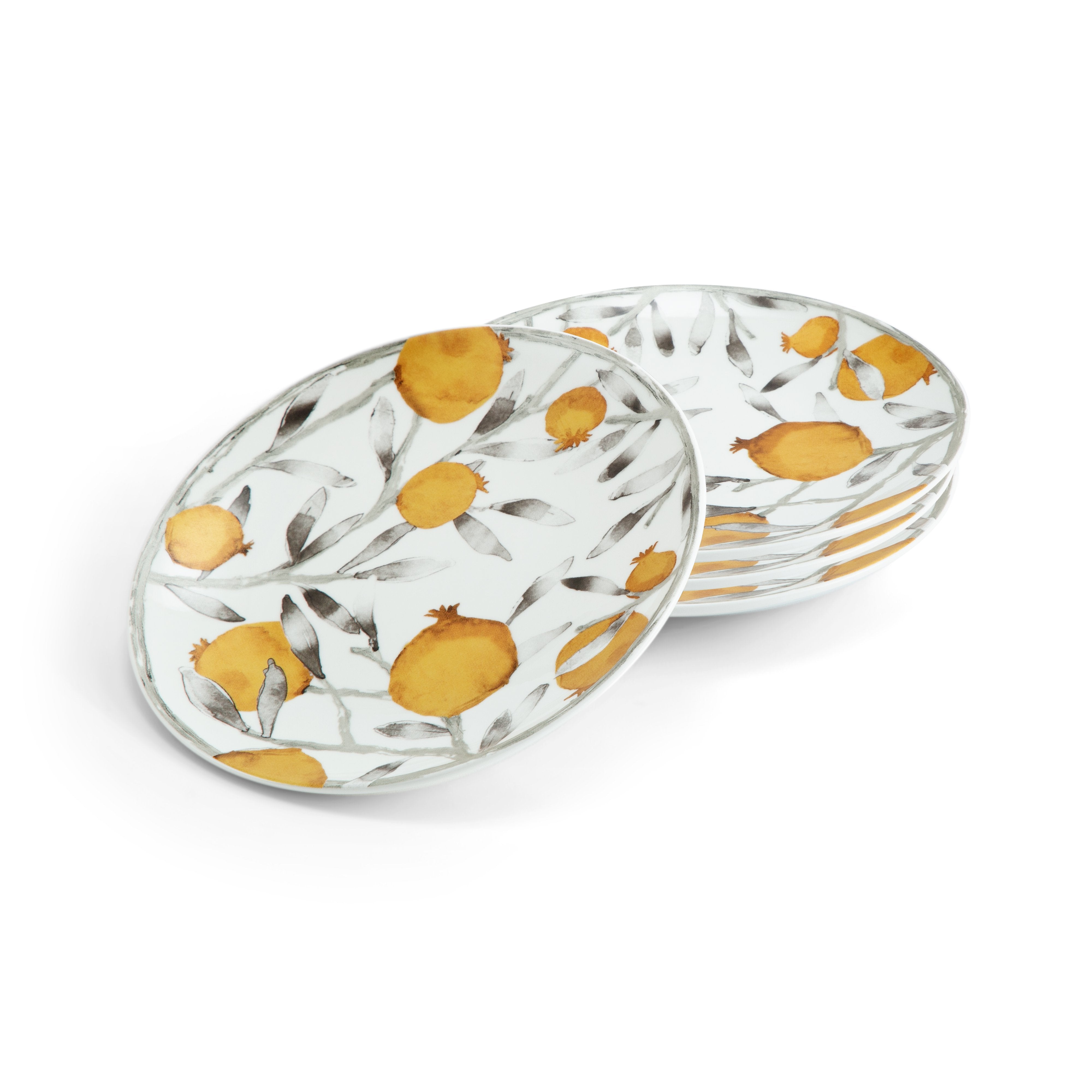 Premium Pomegranate Design Tidbit Plate Set - Elegant Appetizer Serving Plates for Parties, Weddings & Entertaining - Perfect for Cheese, Fruits & Finger Foods