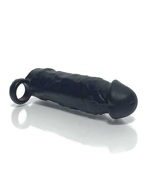 Boneyard Meaty 3X Stretch Silicone Penis Extender 6.5 Inch Black - Realistic Enhancer for Couples & Adult Play