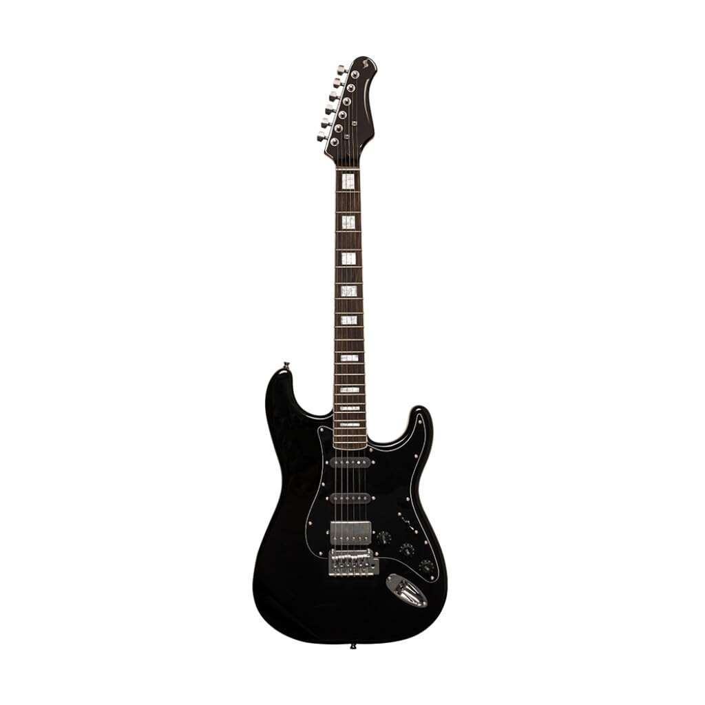 Stagg SES-60 BLK 6-String Solid Body Electric Guitar for Right-Handed Players - Black Finish | Perfect for Beginners, Practice & Live Performances