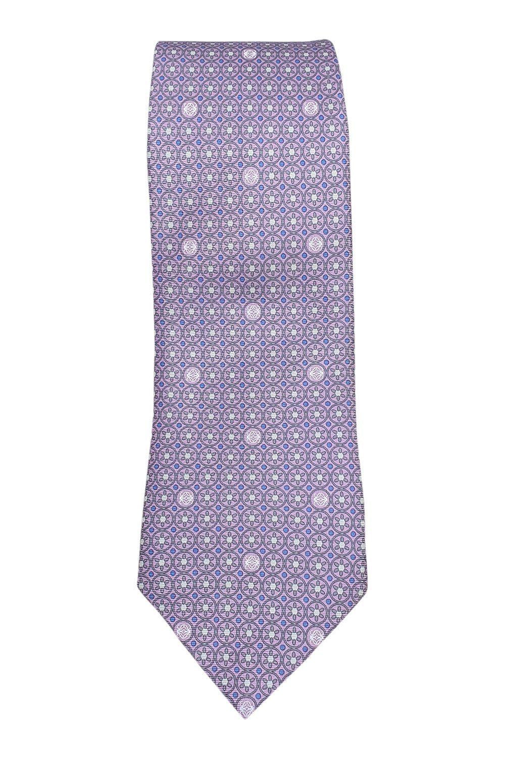 LOEWE 100% Silk Lilac Tie - Geometric Circular Pattern | 60