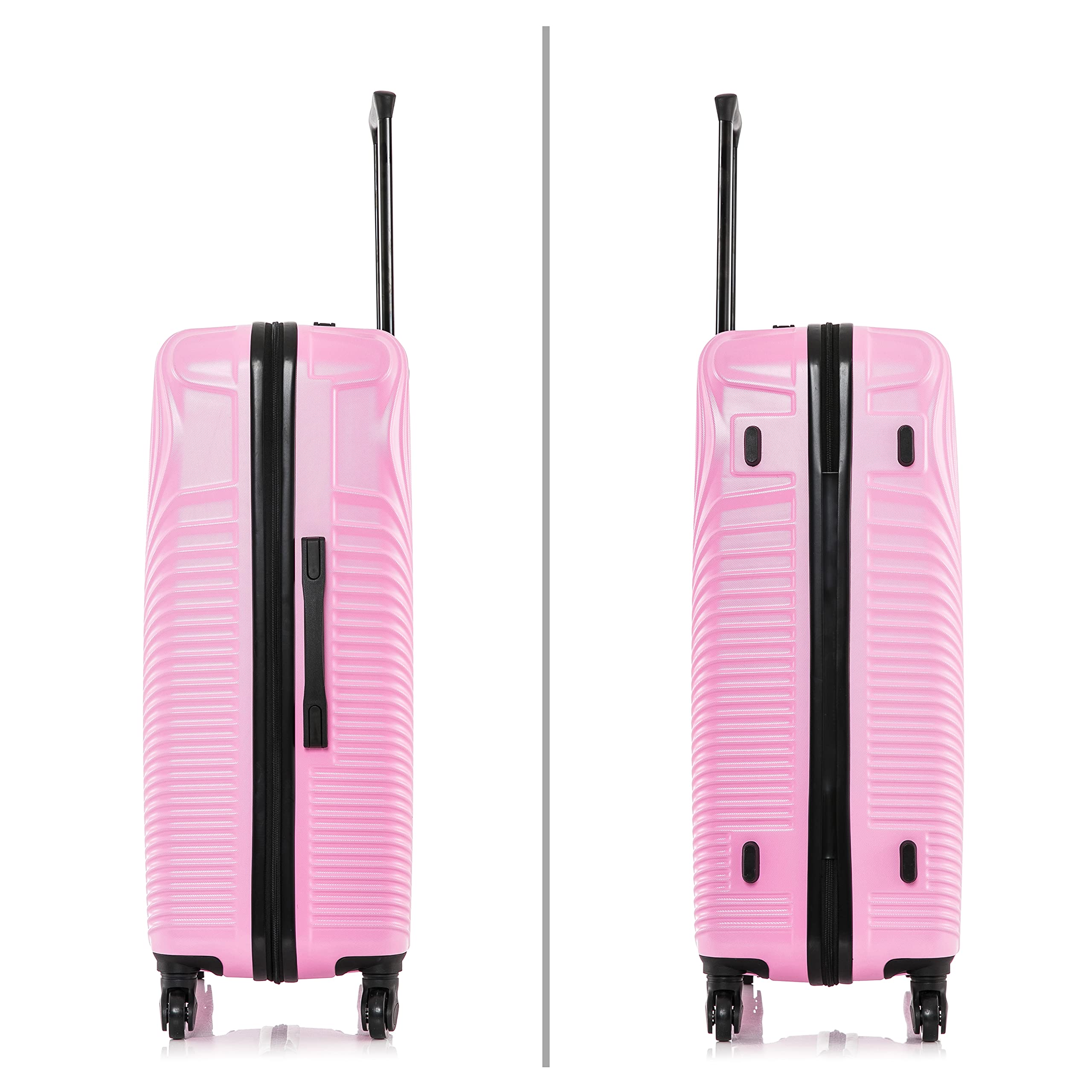 DUKAP INCEPTION 3-Piece Hardshell Luggage Set with Spinner Wheels - 20in, 24in, 28in Lightweight Durable Suitcases with Trolley Handle - Pink Travel Luggage for Family Vacations, Business Trips & International Travel